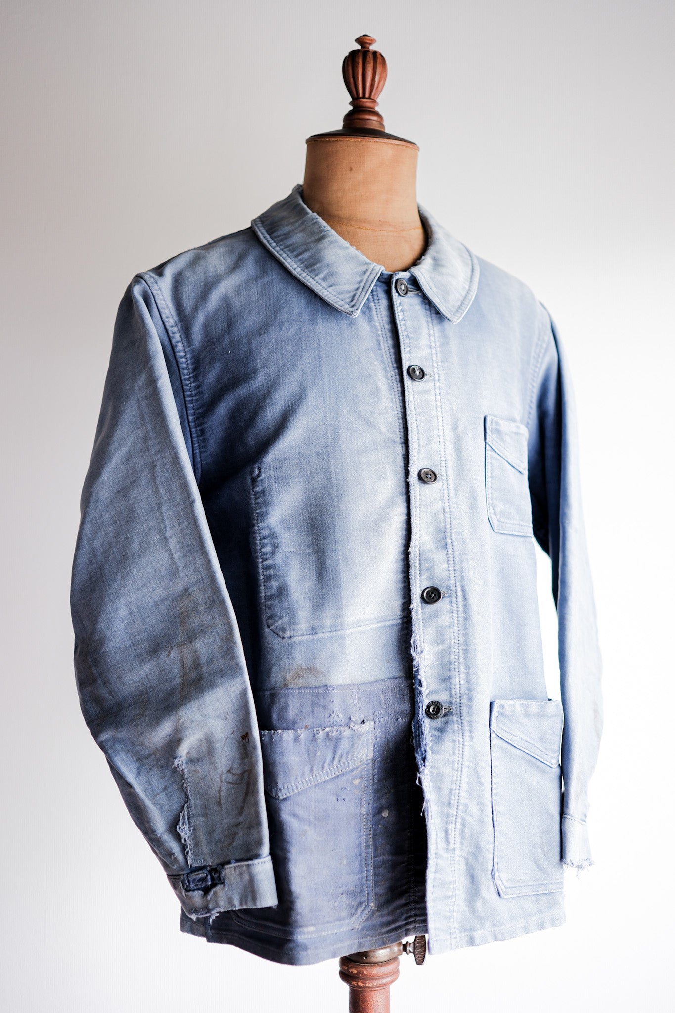 【~40's】French Vintage Blue Moleskin Work Jacket