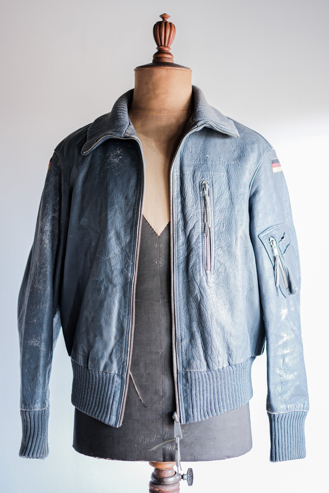 【~70’s】West German Air Force Pilot Leather Jacket Size.3