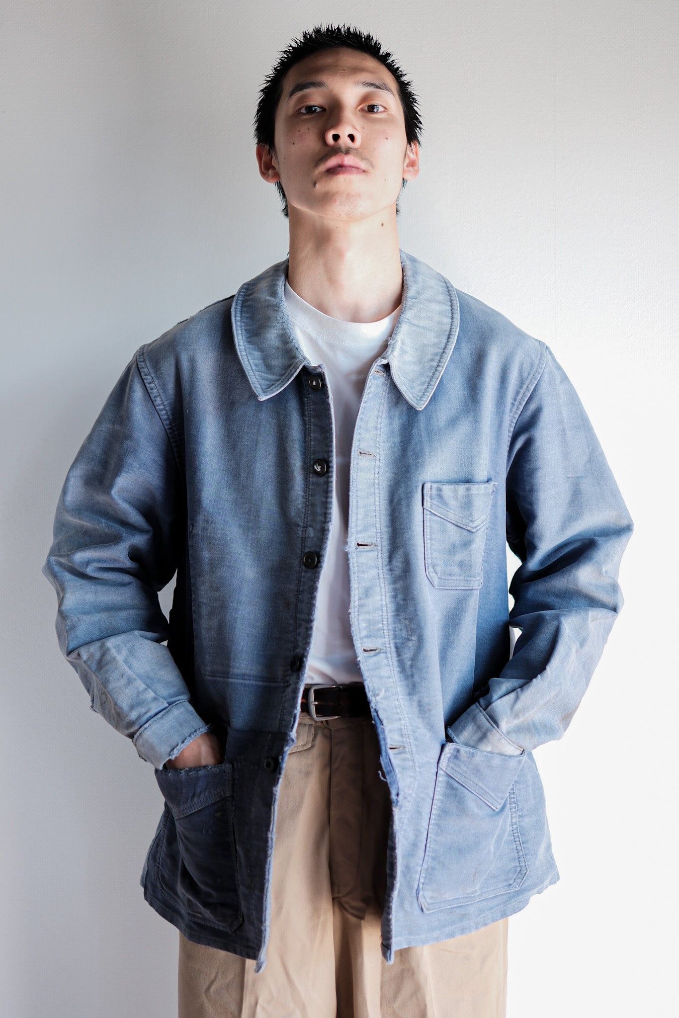 【~40's】French Vintage Blue Moleskin Work Jacket