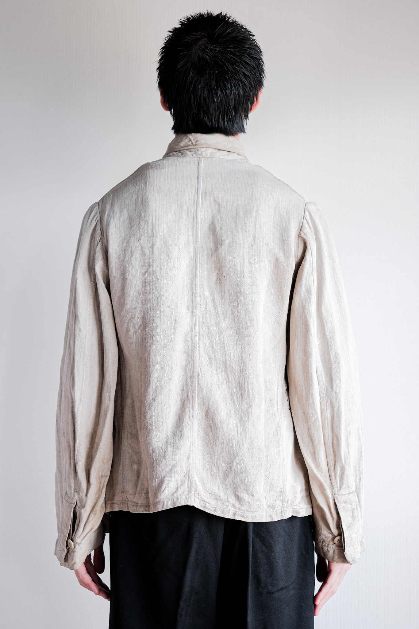 【~40's】German Air Force Drillich HBT Linen Jacket With Chin Strap "Luftwaffe"