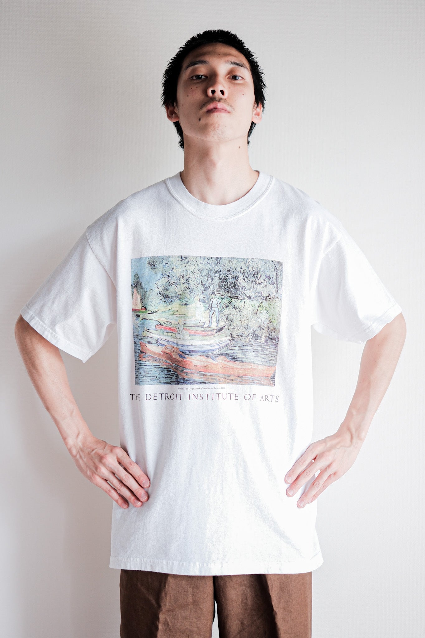 【~00's】Vintage Art Print T-shirt Size.L "Vincent Van Gogh's" "Bank of the Oise at Auvers"