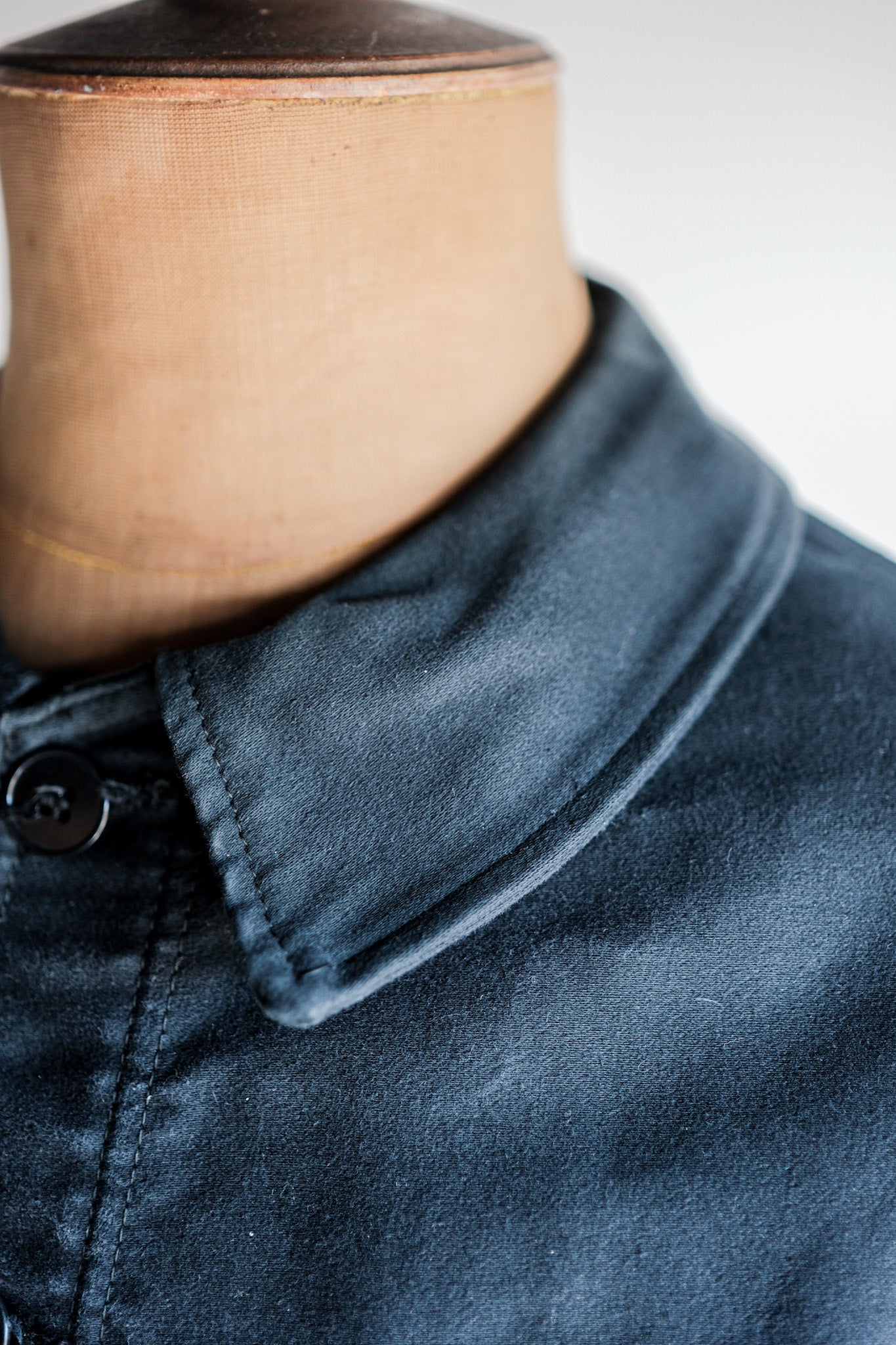 【~60's】French Vintage Black Moleskin Work Jacket "Le Mont St. Michel"