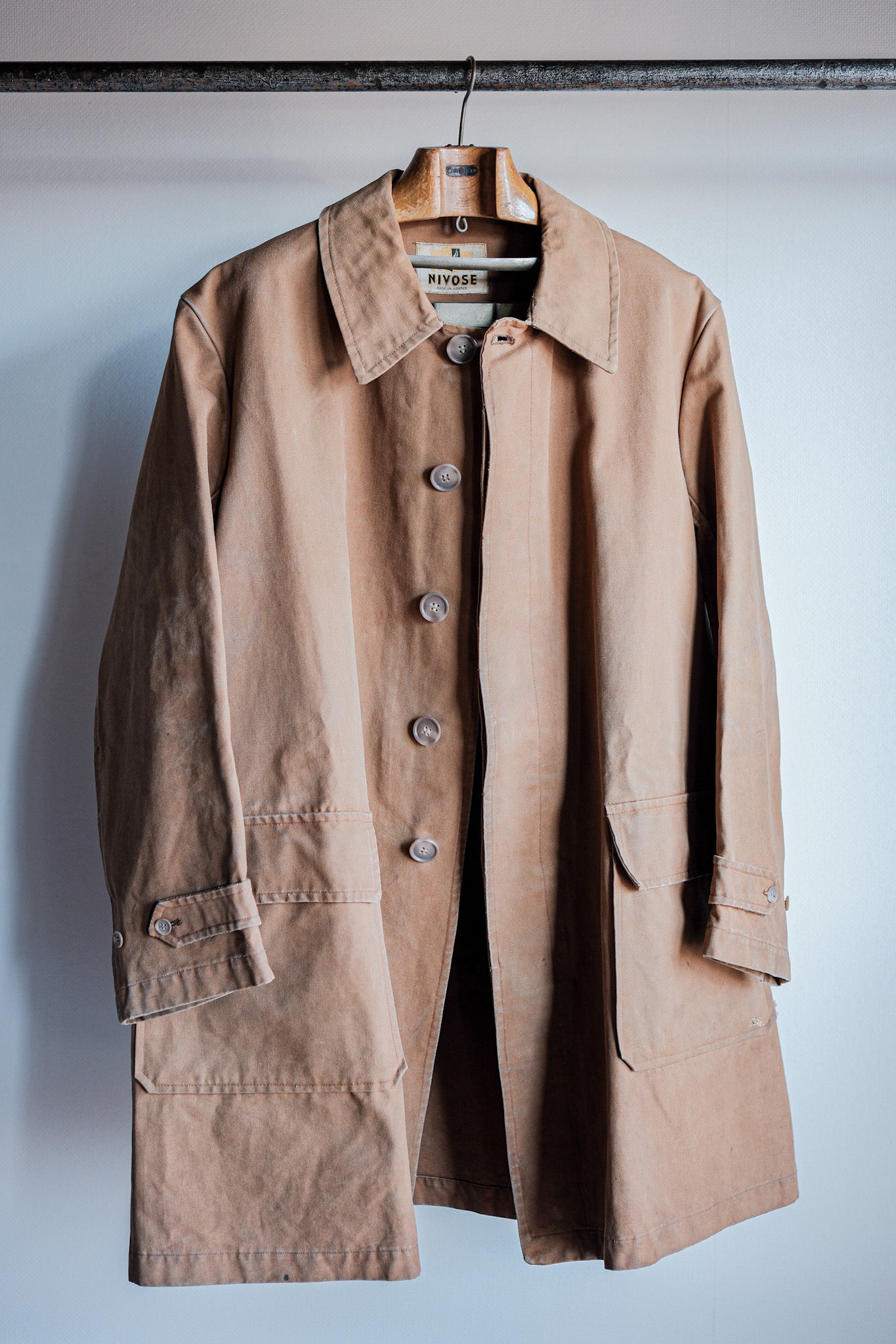 【~40's】French Vintage Cotton Linen Canvas Work Half Coat