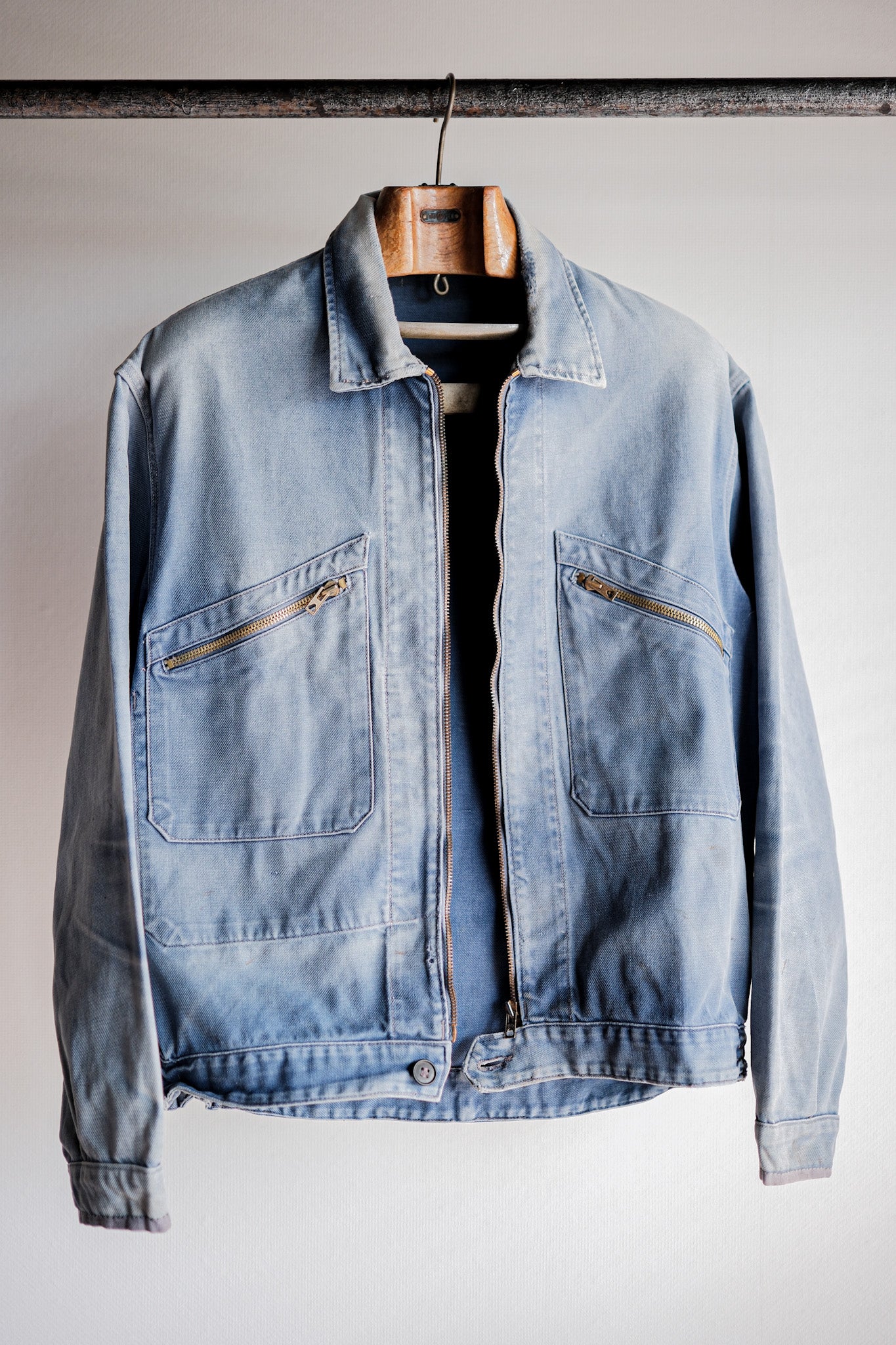 【~50’s】French Vintage Blue Cotton Twill Cyclist Jacket "Adolphe Lafont"
