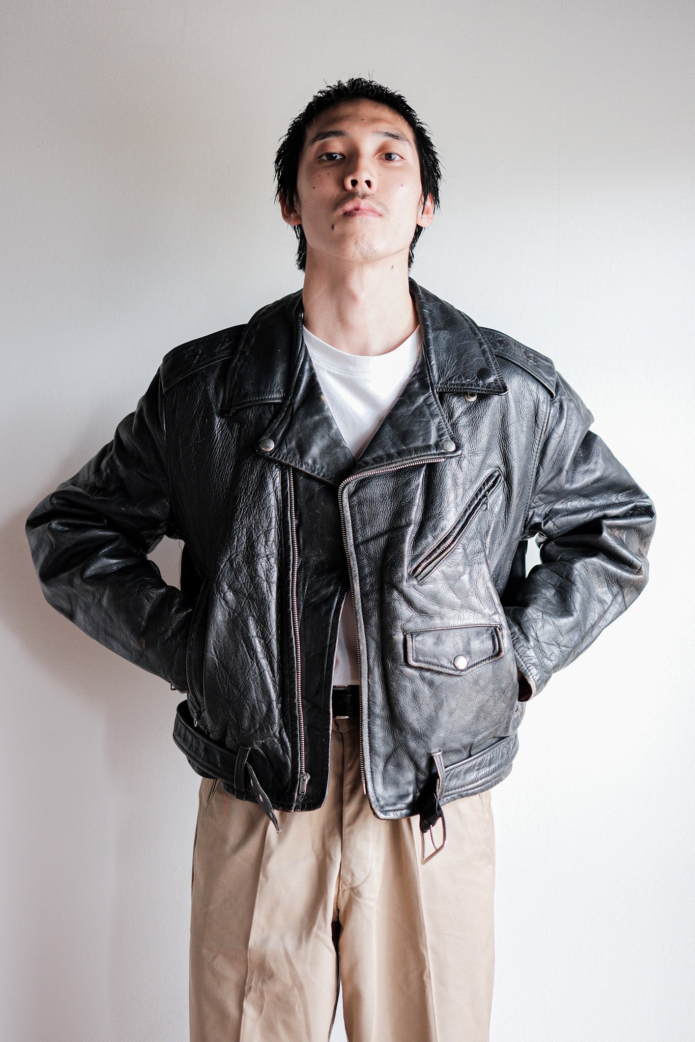 【~50's】American Vintage Two Star Horsehide Motorcycle Leather Jacket "WINDWARD"