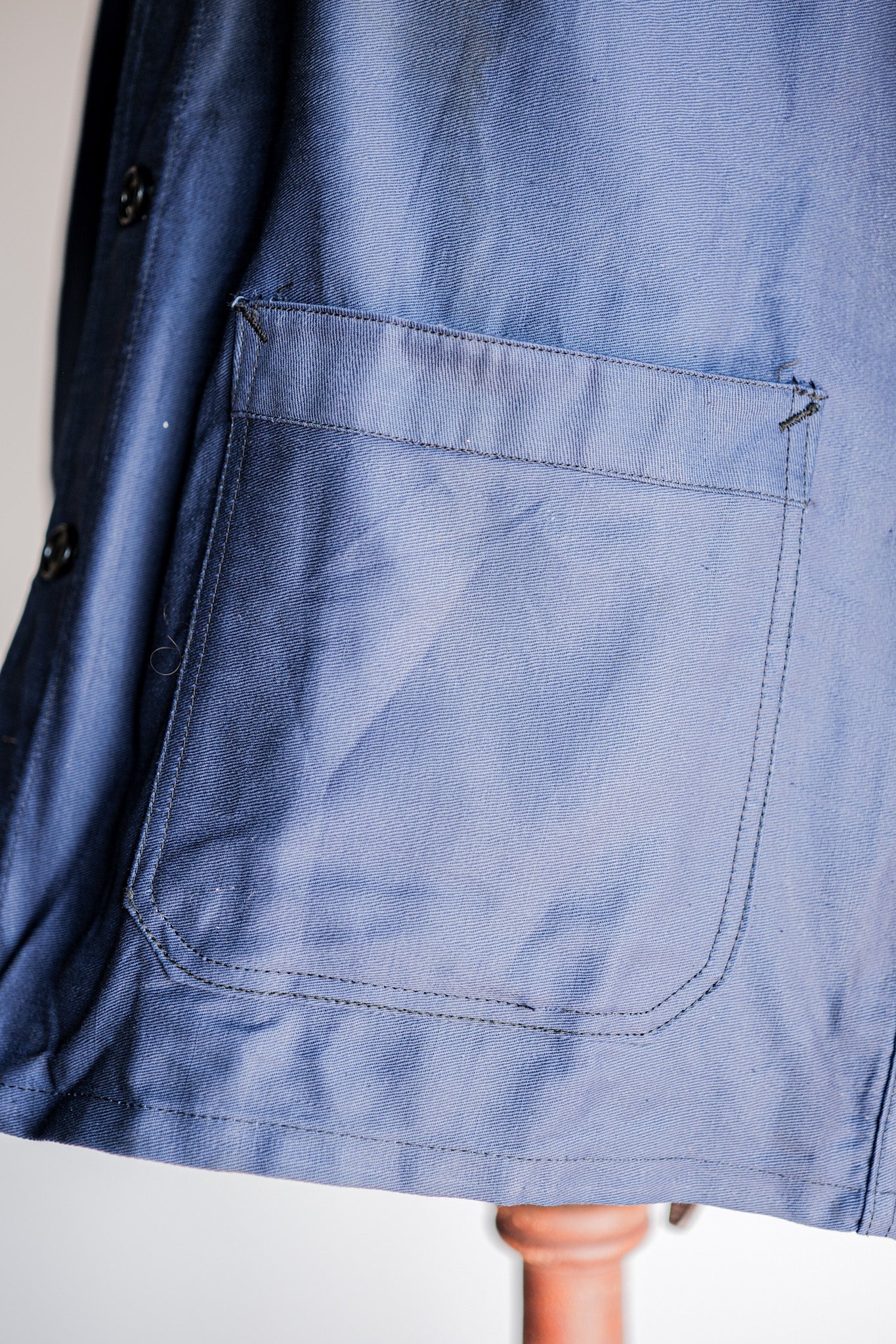 【~50's】French Vintage Blue Thin Twill Work Jacket "Vulcain" "Dead Stock"