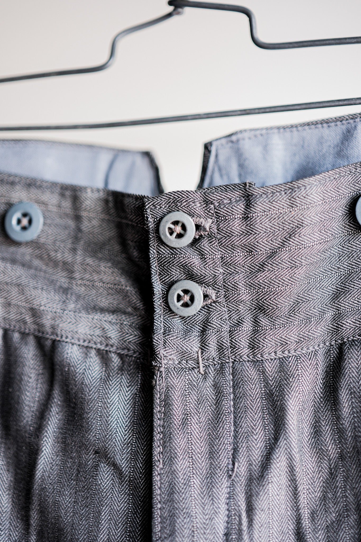 【~30's】French Vintage Salt & Pepper Cotton HBT Work Pants “Dead Stock”