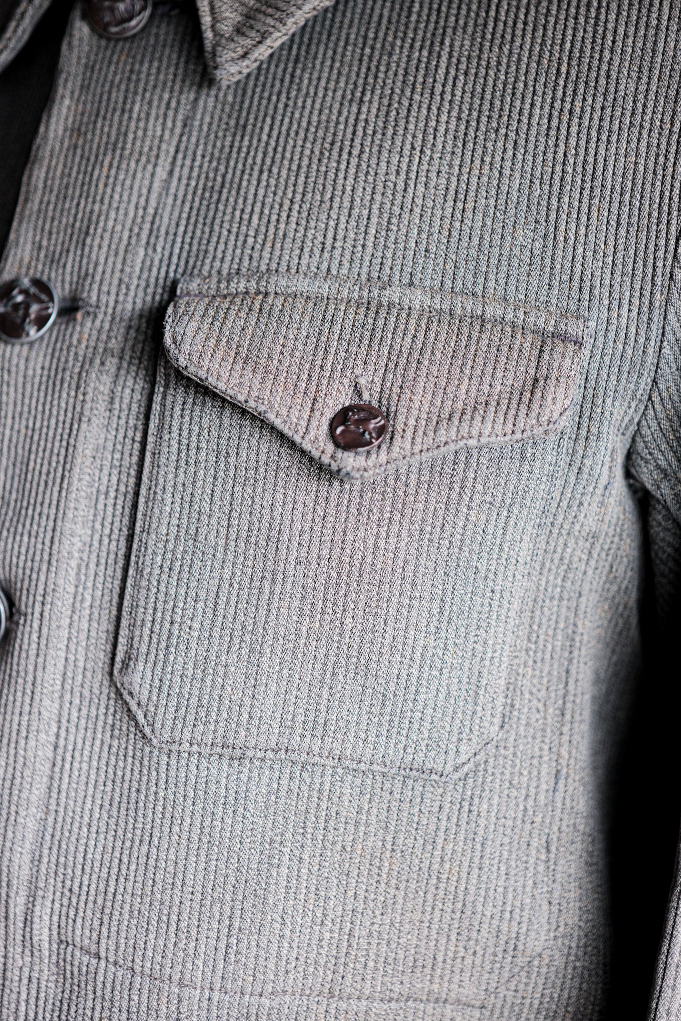 【~50's】French Vintage Gray Cotton Pique Hunting Jacket