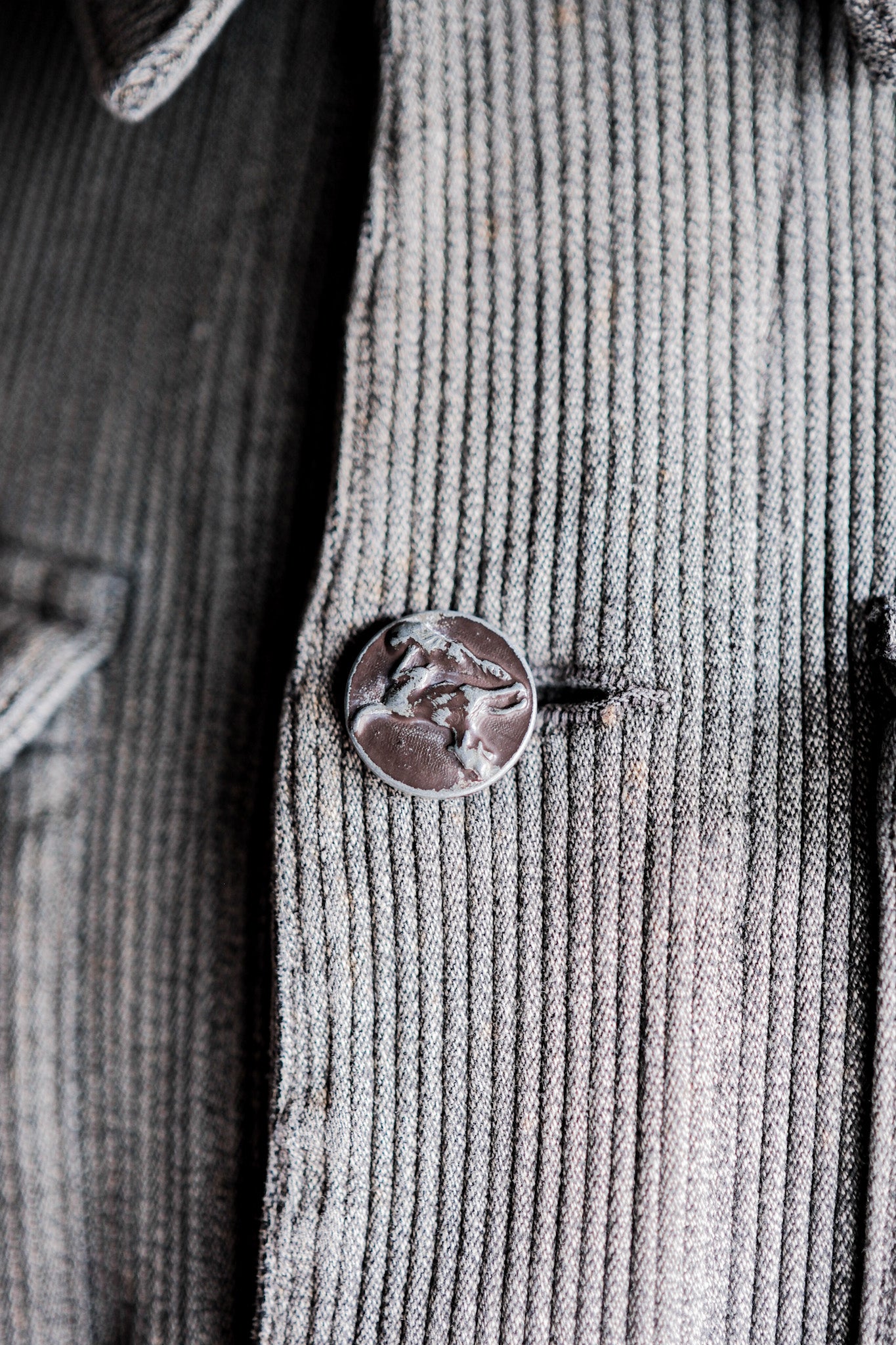 【~50's】French Vintage Gray Cotton Pique Hunting Jacket