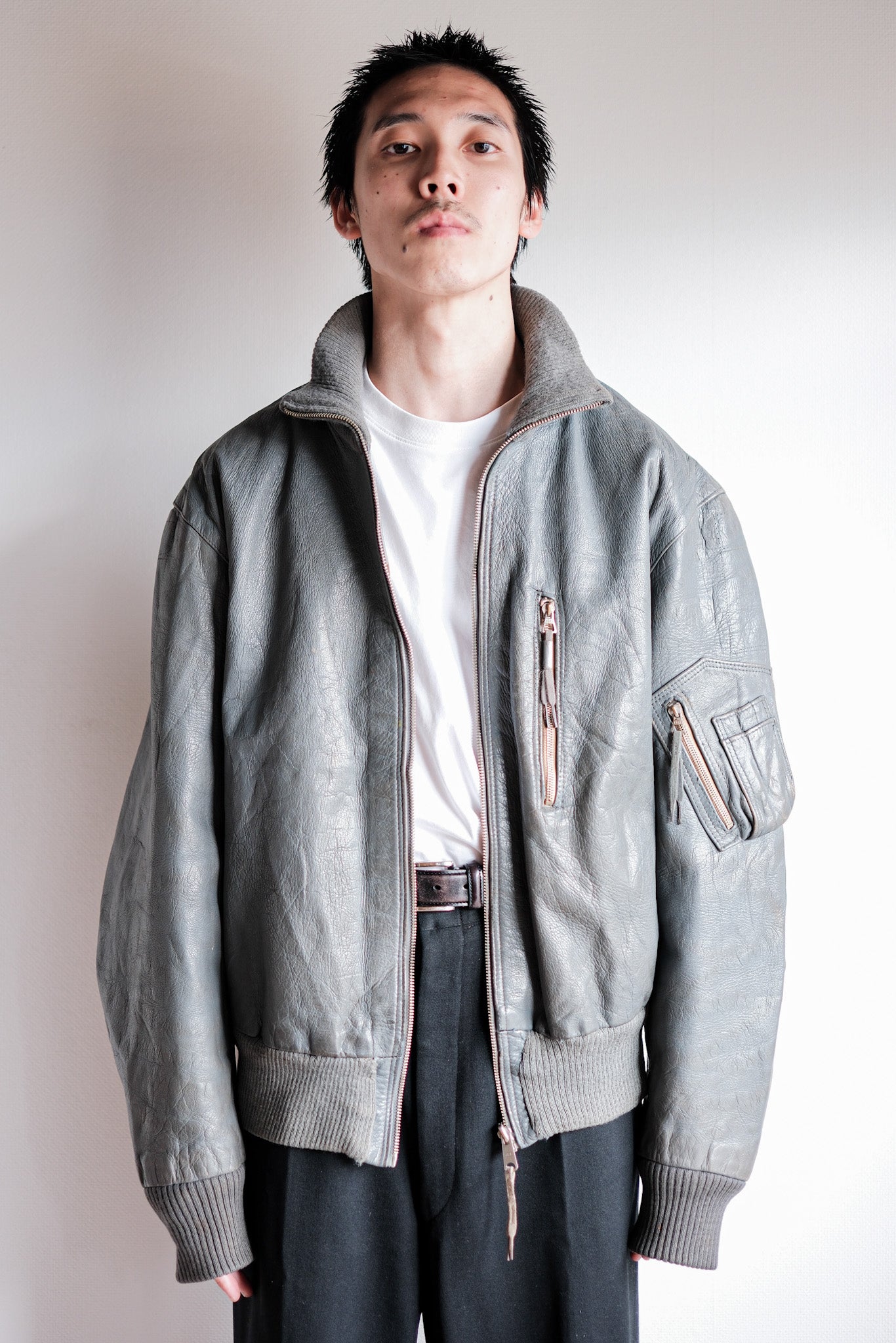 【~70’s】West German Air Force Pilot Leather Jacket Size.13