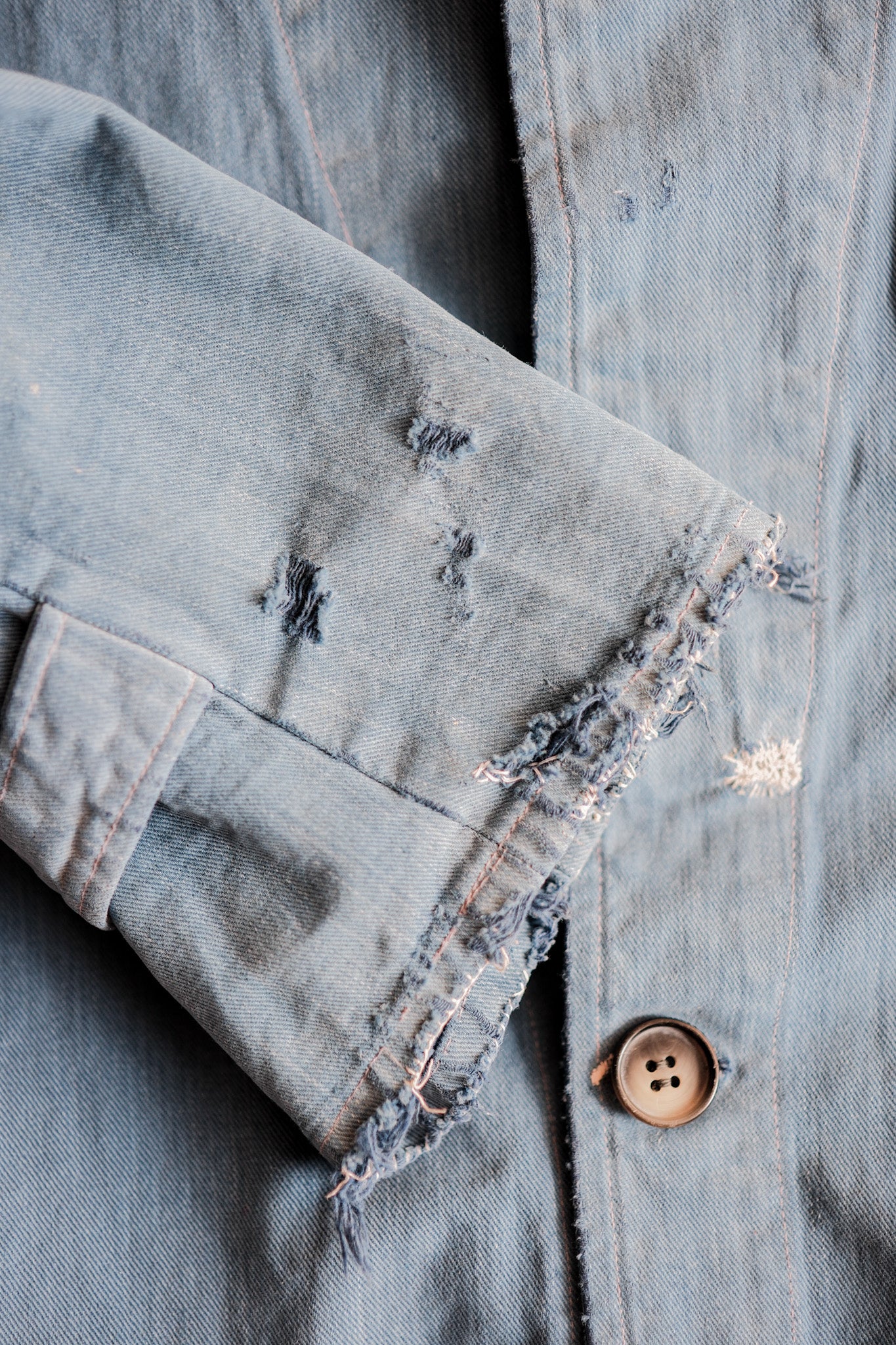 【~40’s】French Vintage Indigo Cotton Twill Lapel Work Jacket