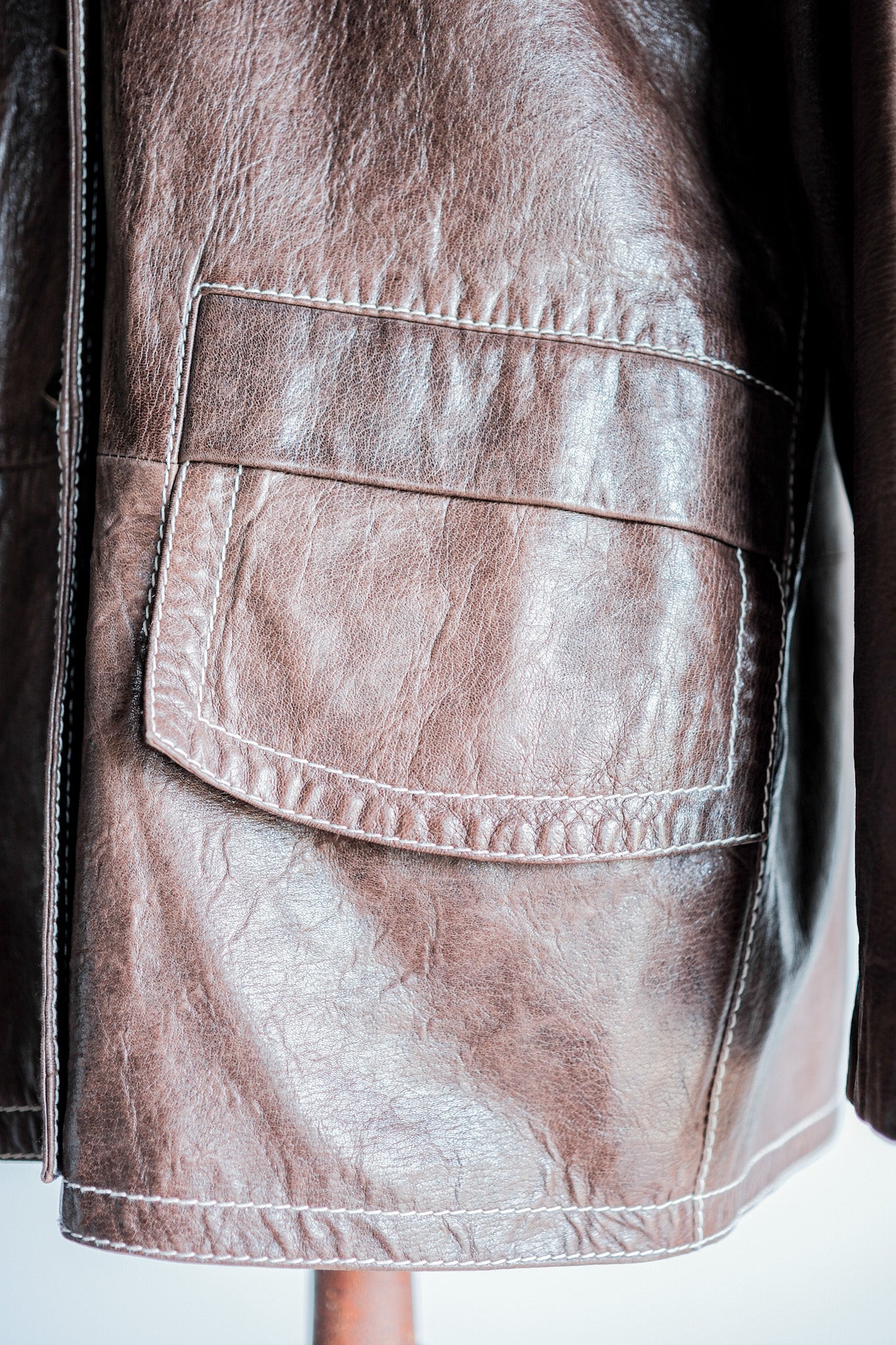 【~90’s】Old ANNE MARIE BERETTA Leather Tailored Jacket Size.T42
