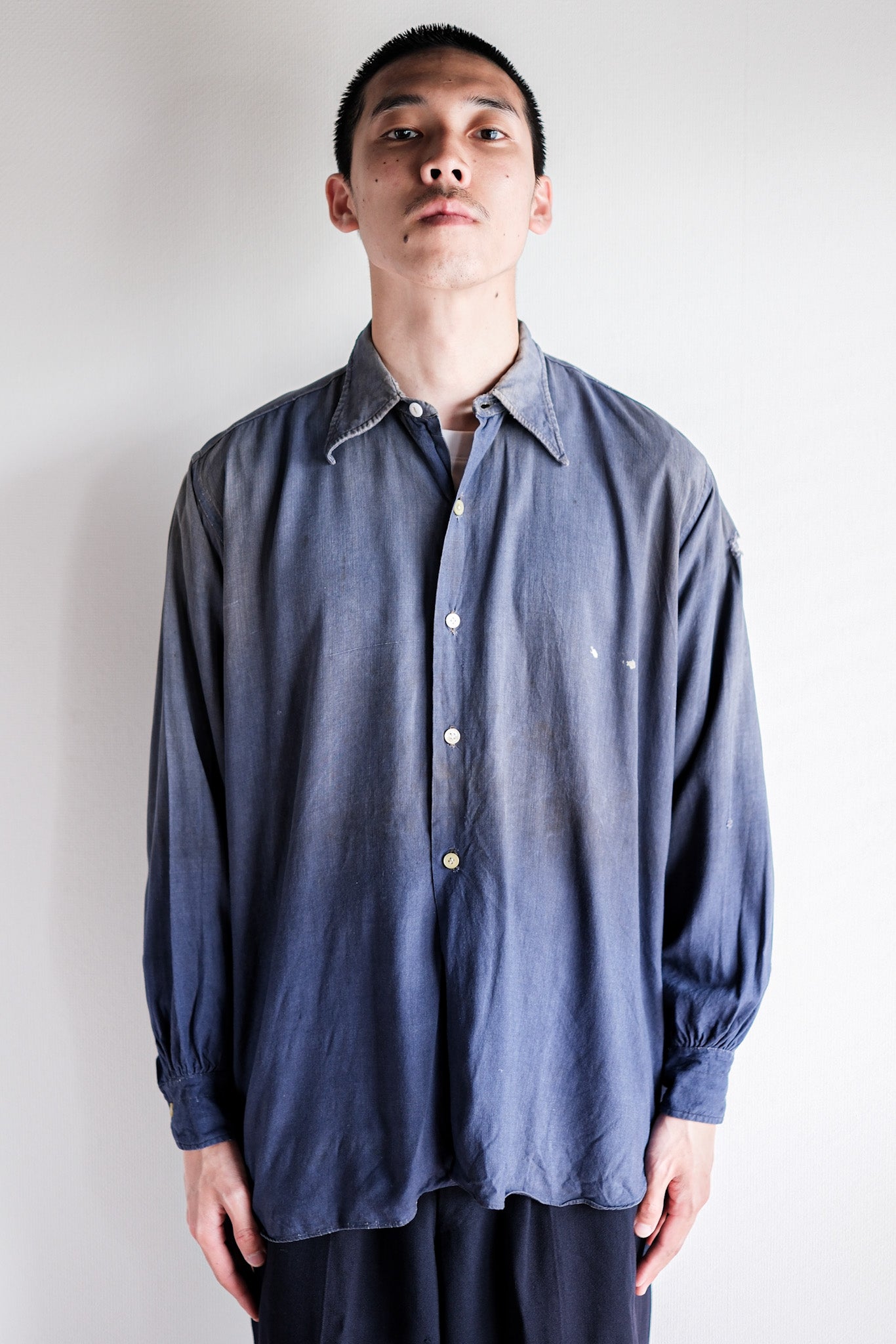 【~40’s】French Vintage Indigo Linen Work Shirt