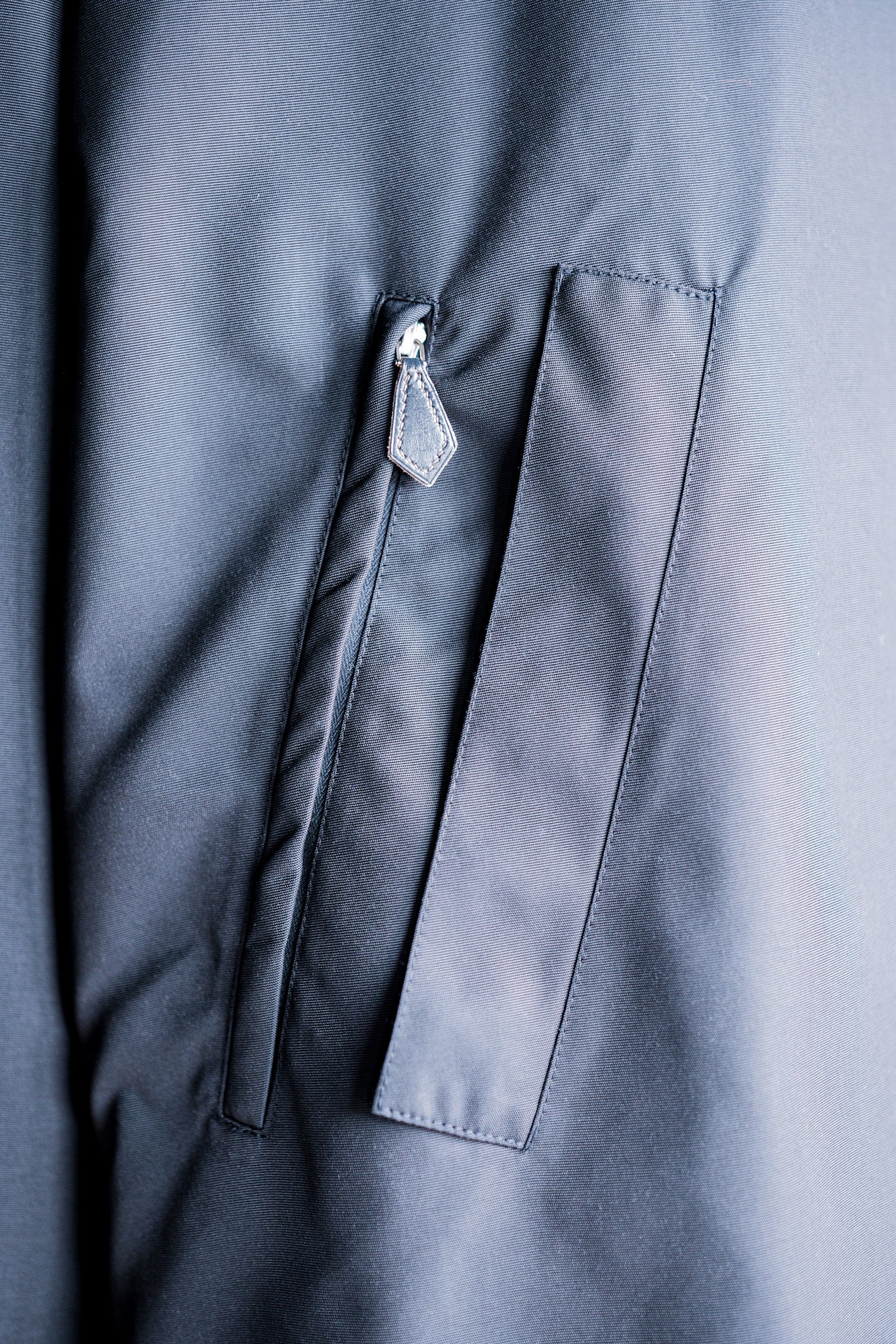 【~90's】Old Hermès Paris Navy Polyamide Harf Coat Size.56