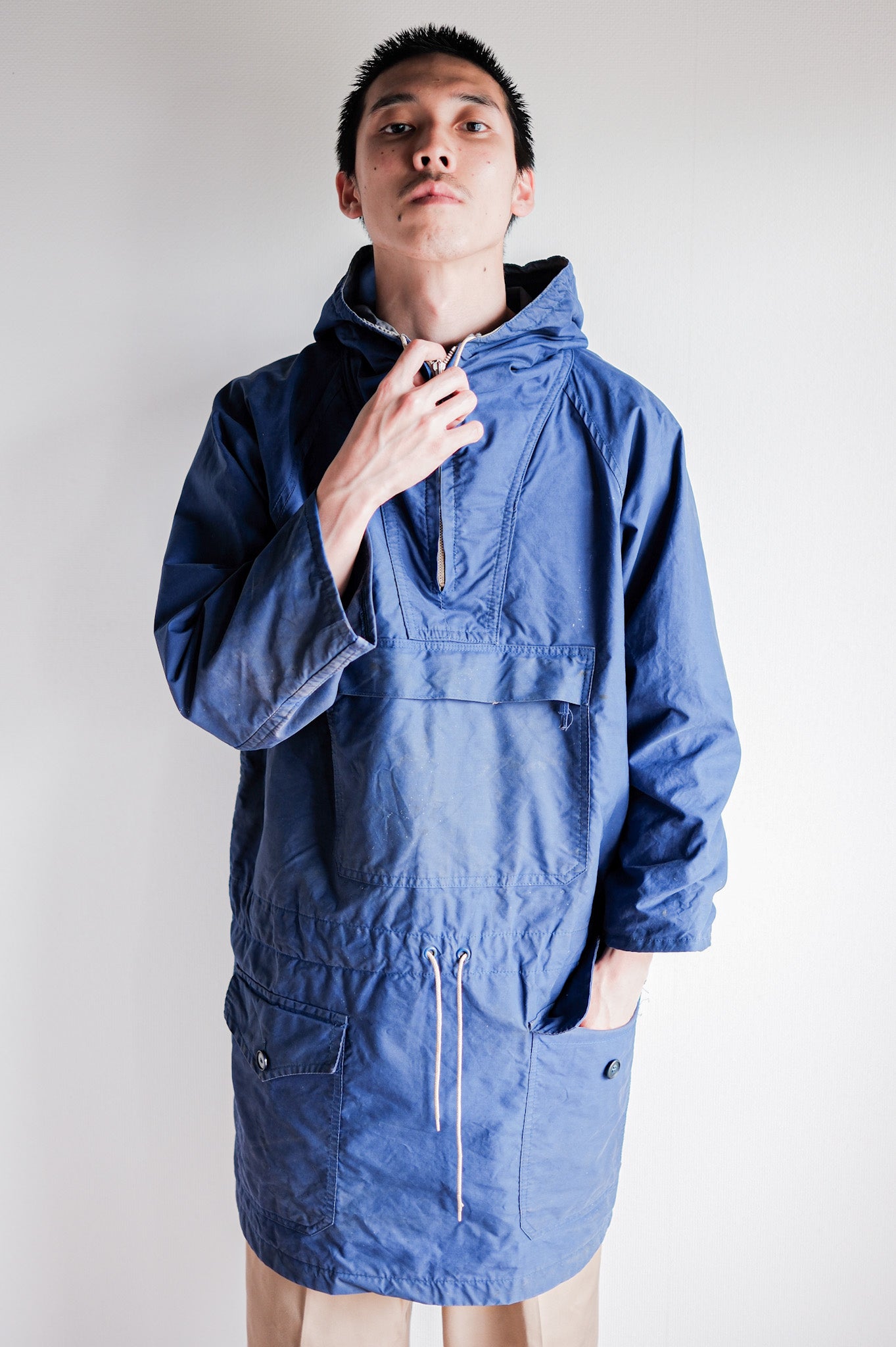 【~60's】British Vintage Blue Ventile Smock Size.LARGE "Blacks Of Greenock"
