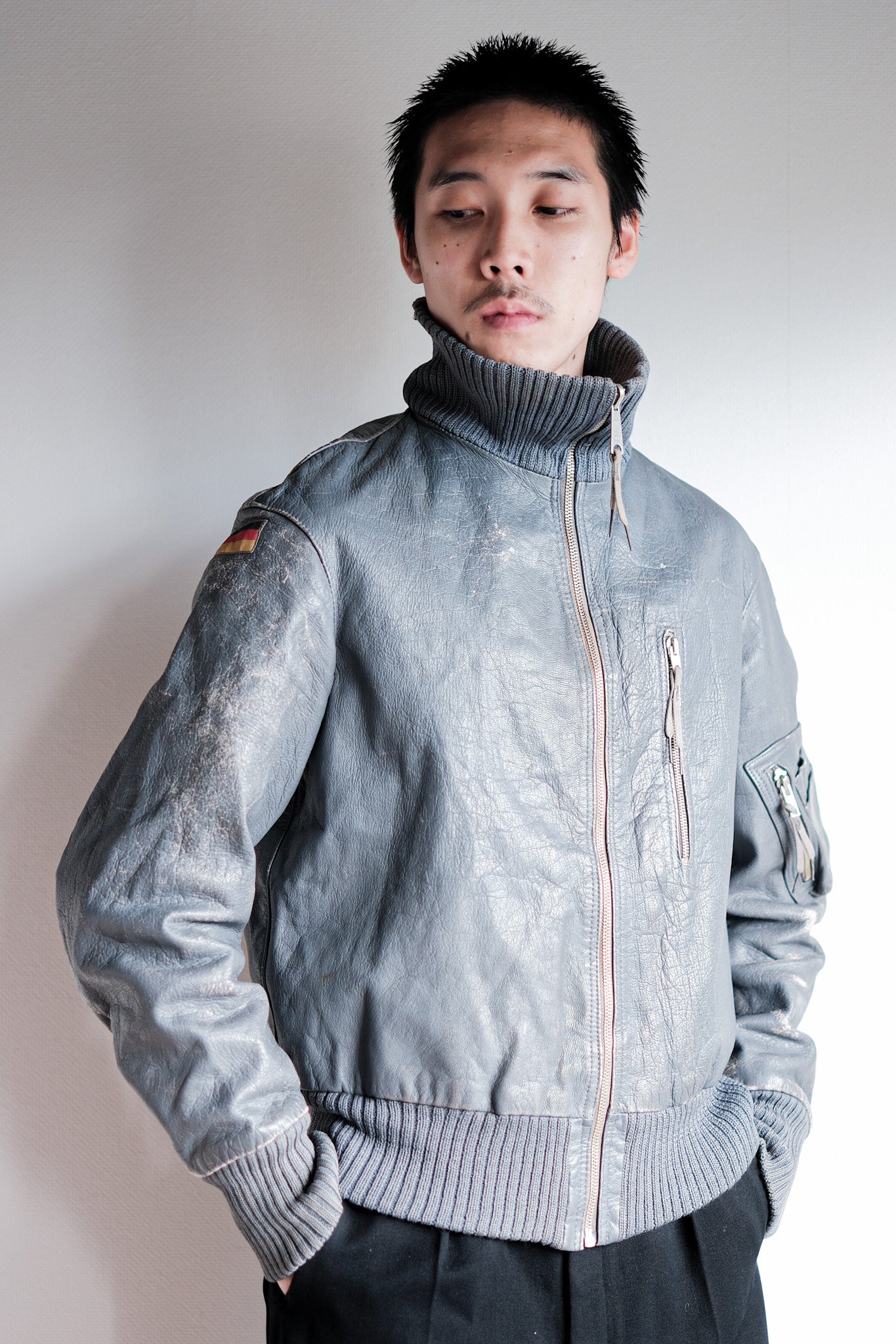 【~70’s】West German Air Force Pilot Leather Jacket Size.3