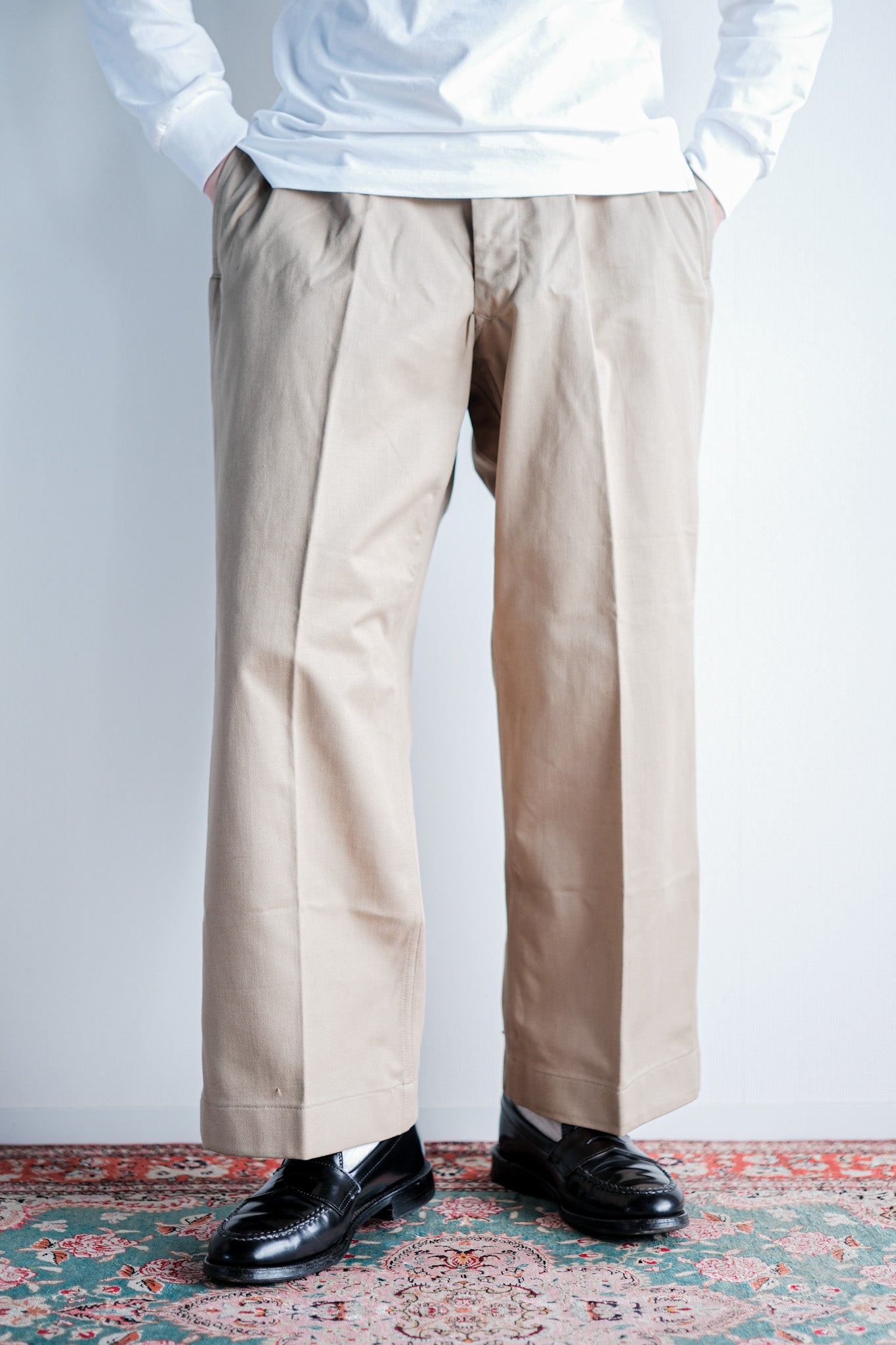 【~50's】French Army M52 Chino Trousers Size.12 "Dead Stock"