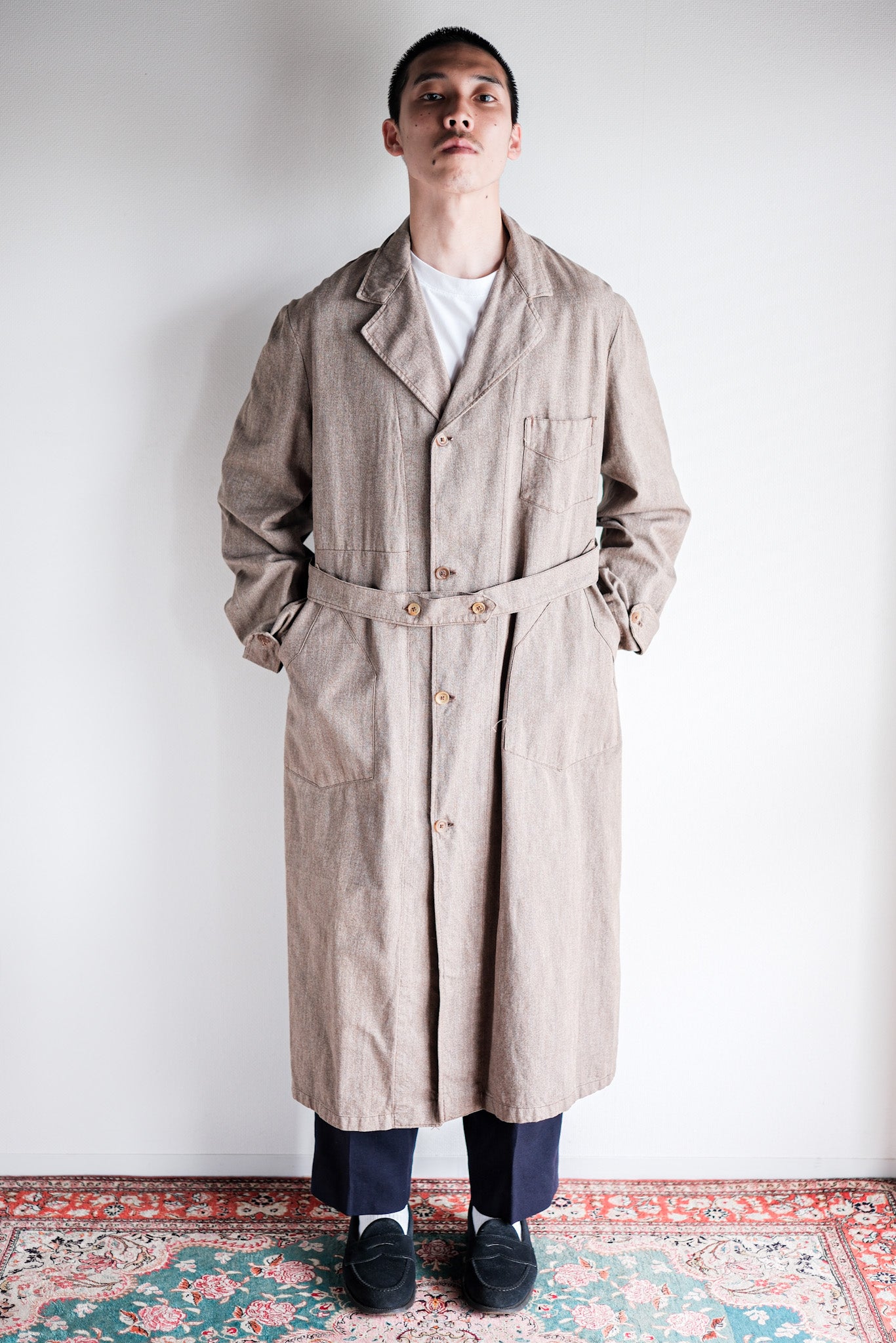 【~40's】French Vintage Brown Chambray Atelier Coat “Dead Stock”