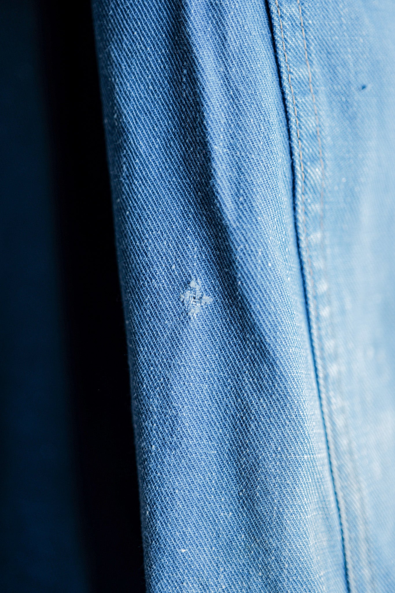 【~40's】French Vintage Indigo Cotton Linen Twill Work Jacket