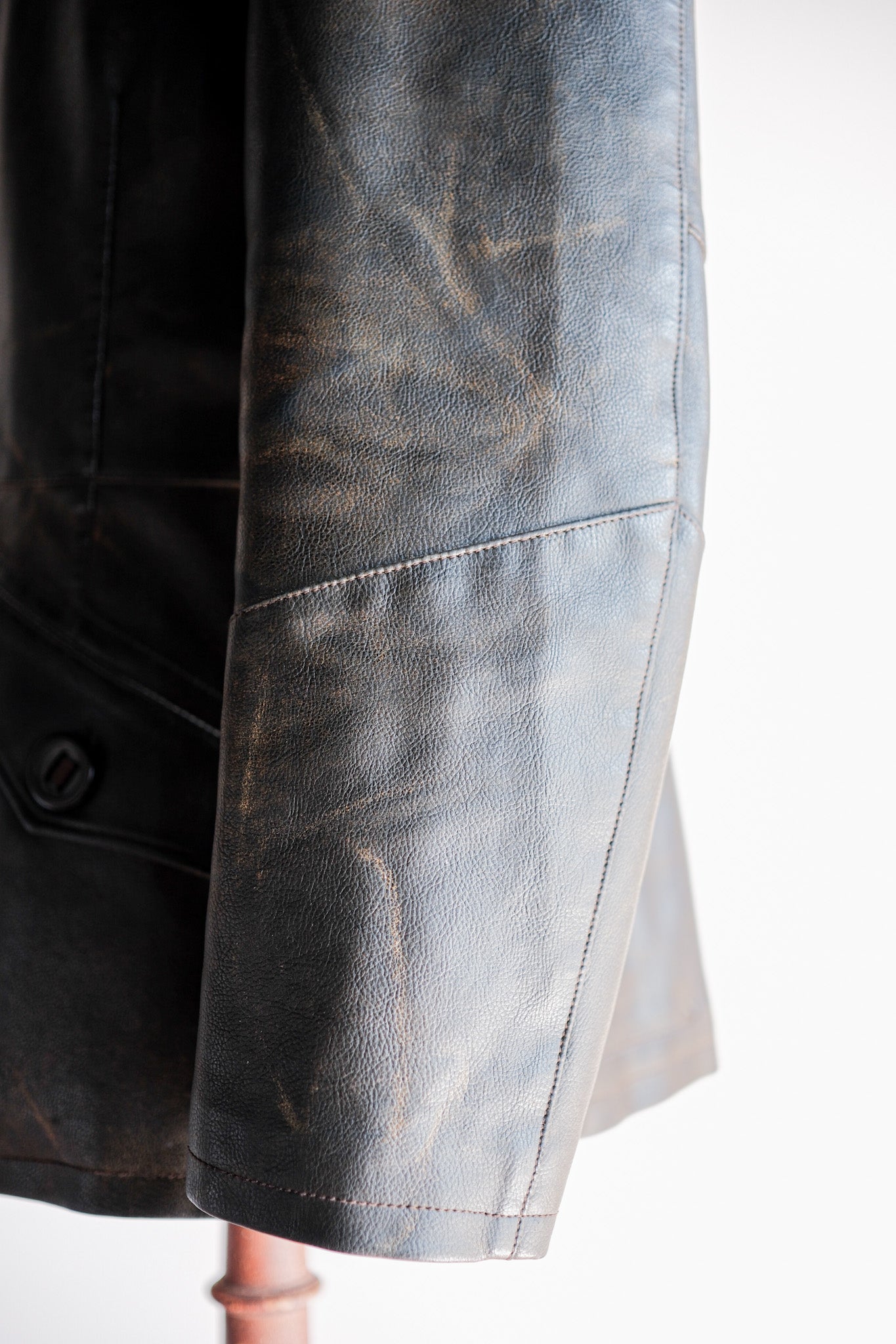 【~90’s】Old ARMANI JEANS M-59 Type PVC Leather Jacket