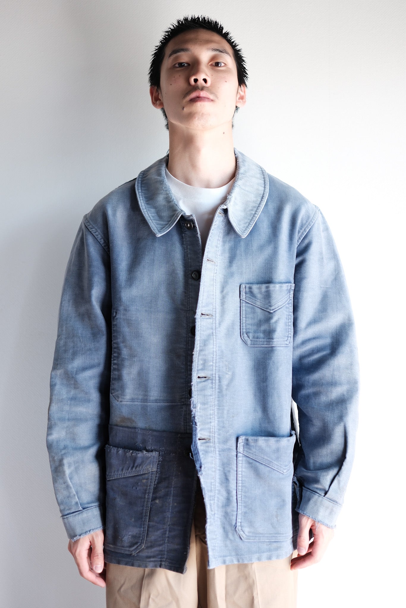 【~40's】French Vintage Blue Moleskin Work Jacket