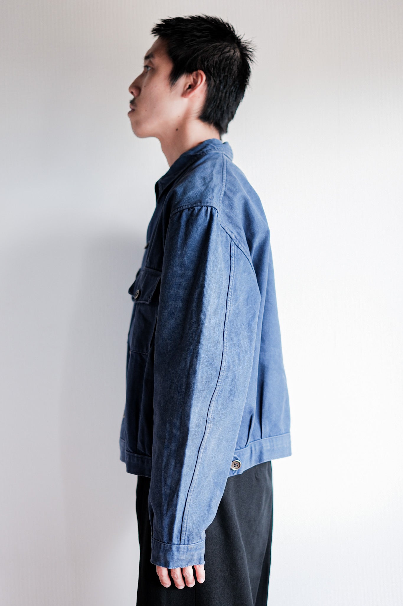 【~40’s】French Vintage Indigo Cotton Twill Cyclist Jacket