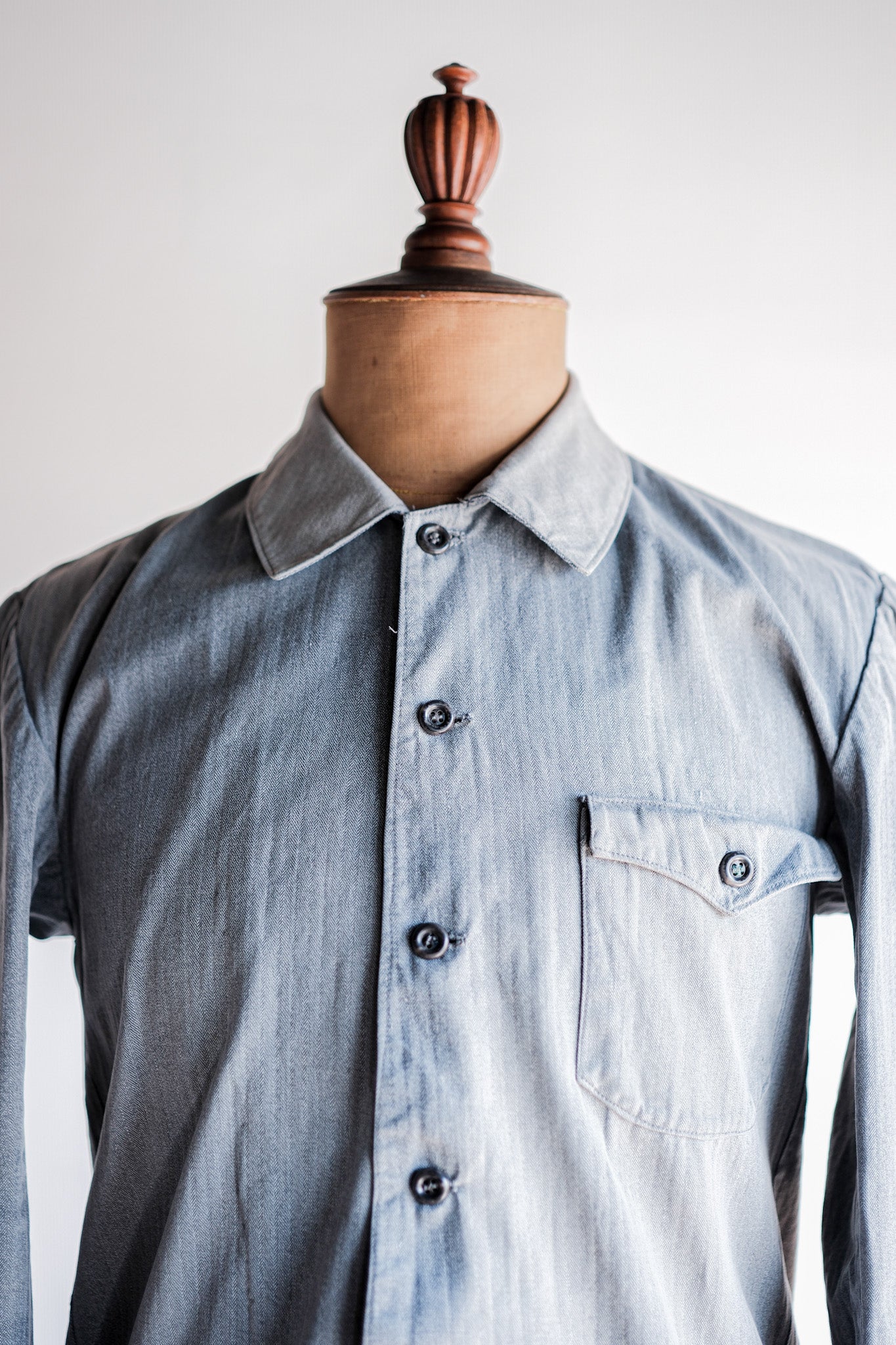 【~50's】Europe Vintage Salt & Pepper HBT Cotton Work Jacket "6 Buttons"