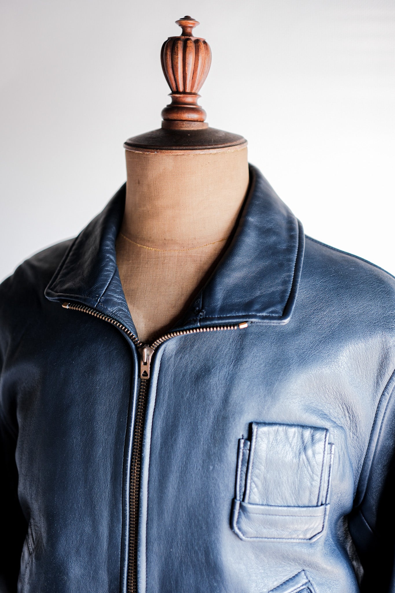 【~70's】French Air Force Pilot Leather Jacket Size.96M