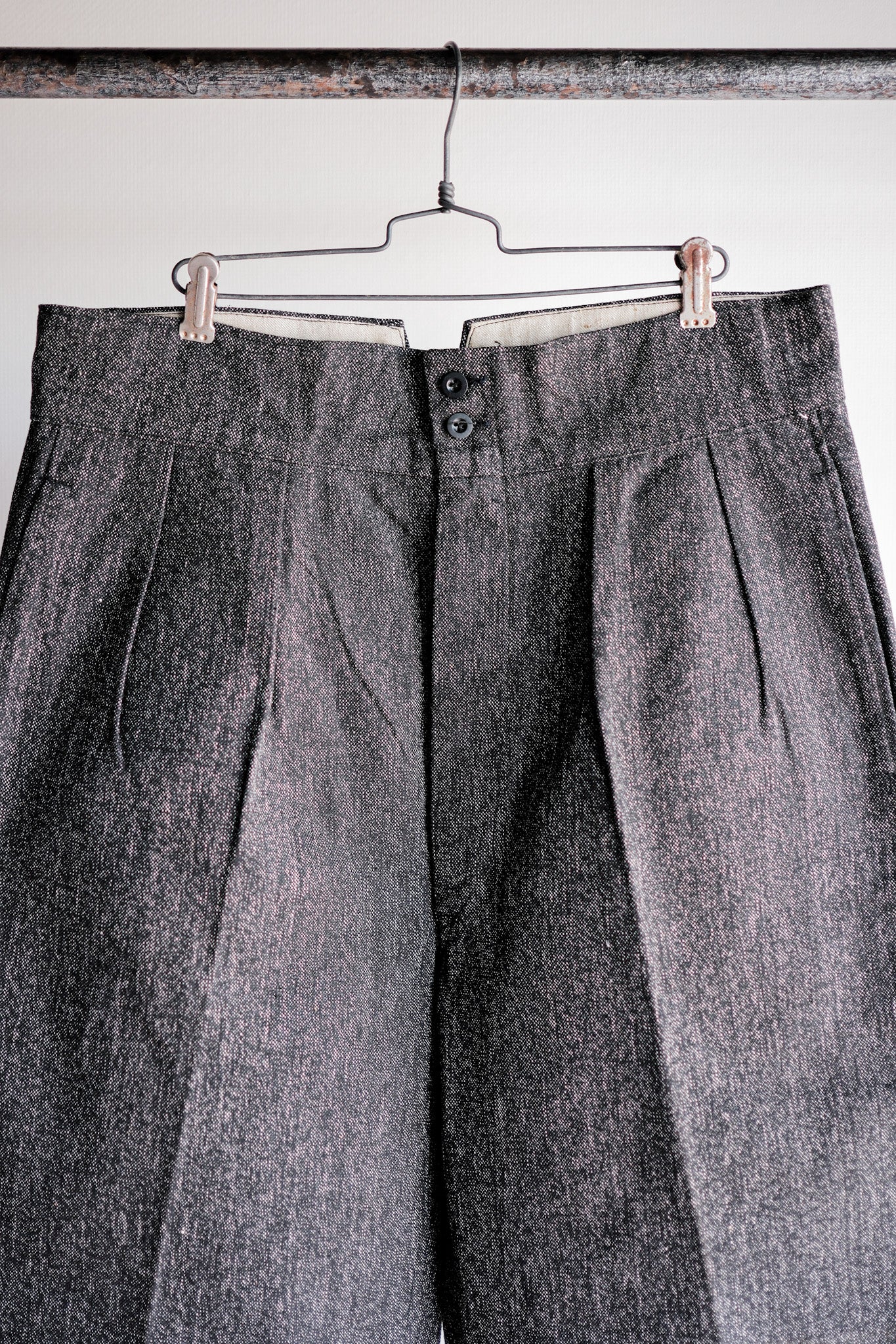 【~30's】French Vintage Black Chambray Work Pants “Dead Stock”