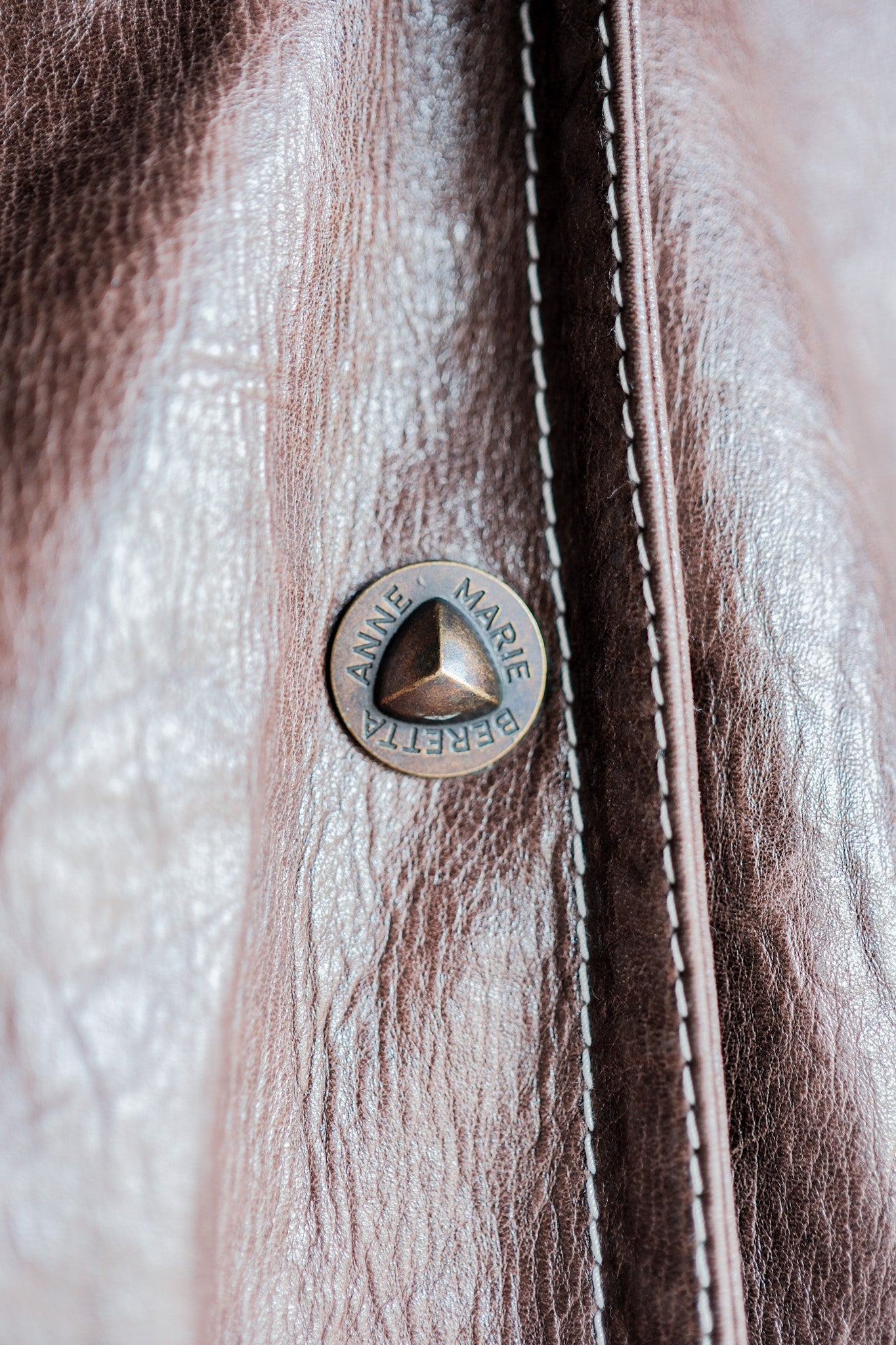 【~90’s】Old ANNE MARIE BERETTA Leather Tailored Jacket Size.T42