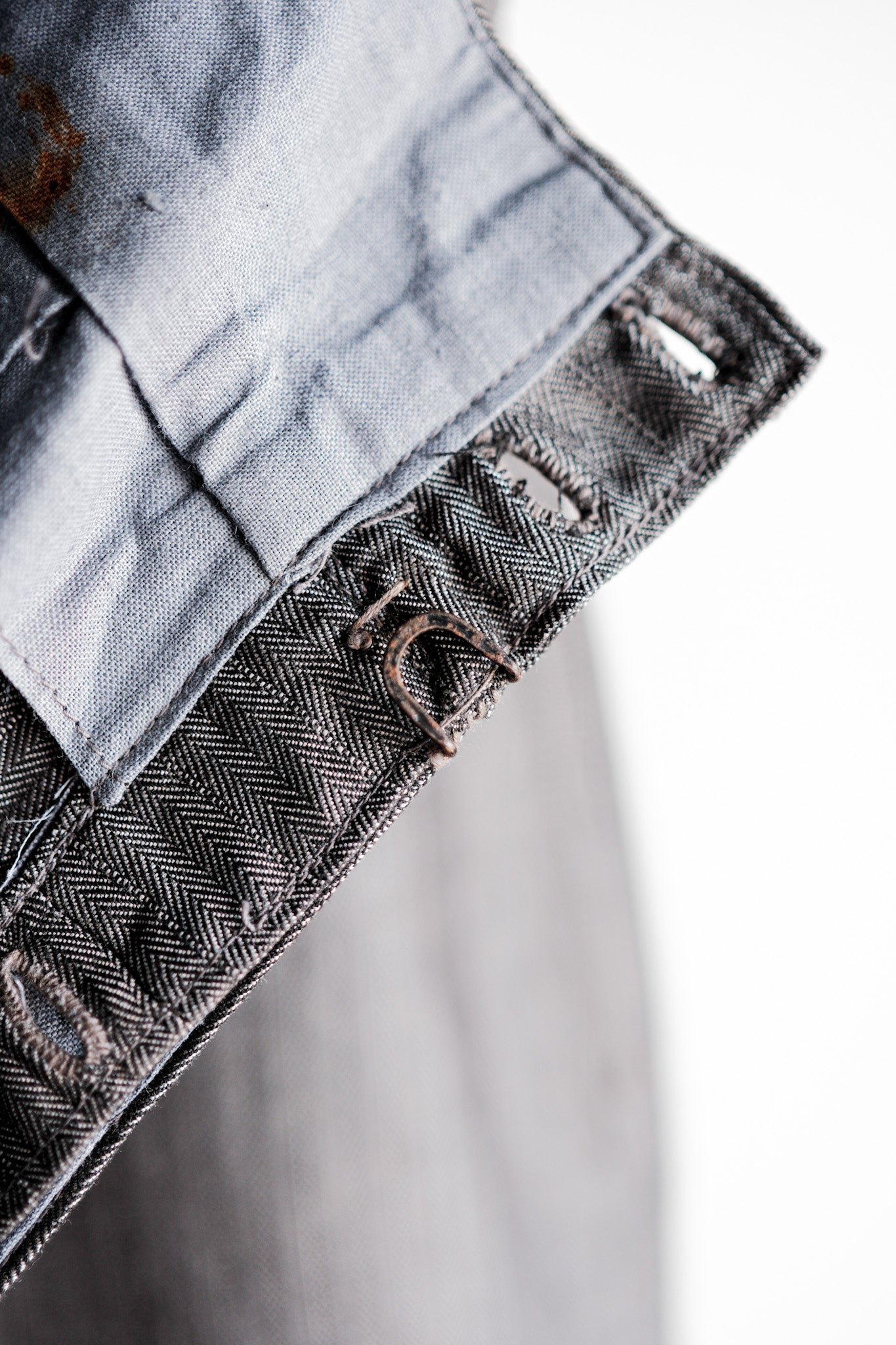 【~30's】French Vintage Salt & Pepper Cotton HBT Work Pants “Dead Stock”
