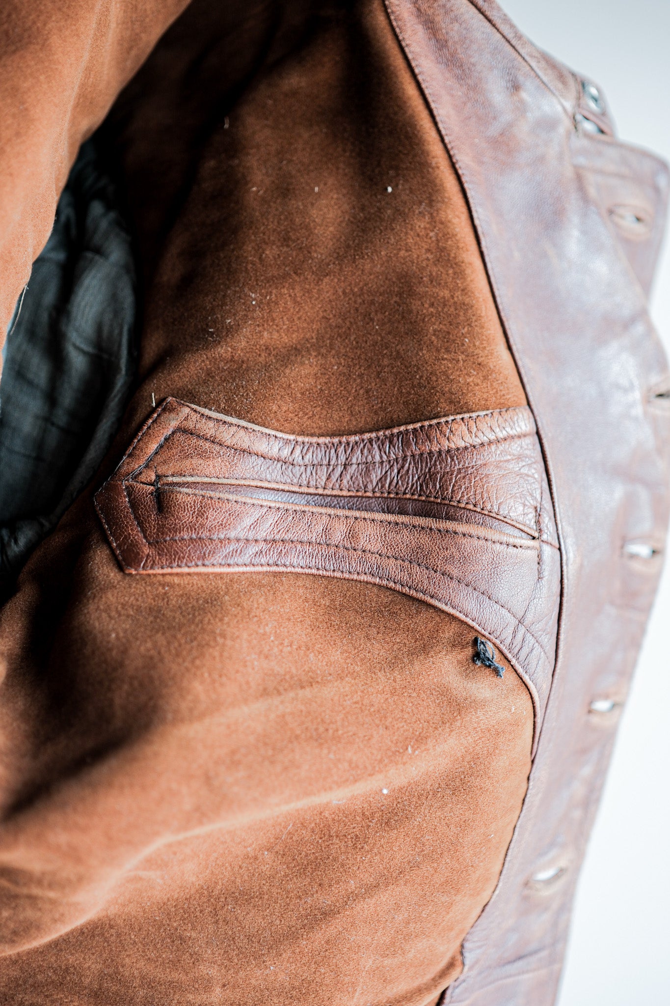 【~30's】German Vintage Double Breasted Motorcycle Leather Jacket