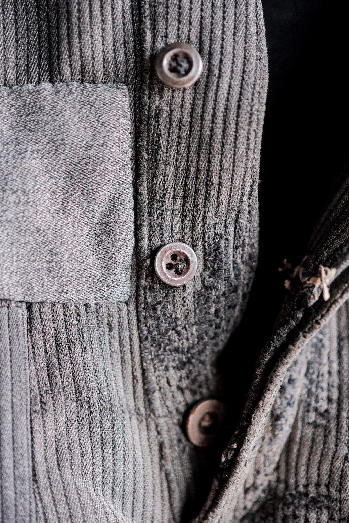 【~40's】French Vintage Gray Cotton Pique Work Pants "Patchwork"