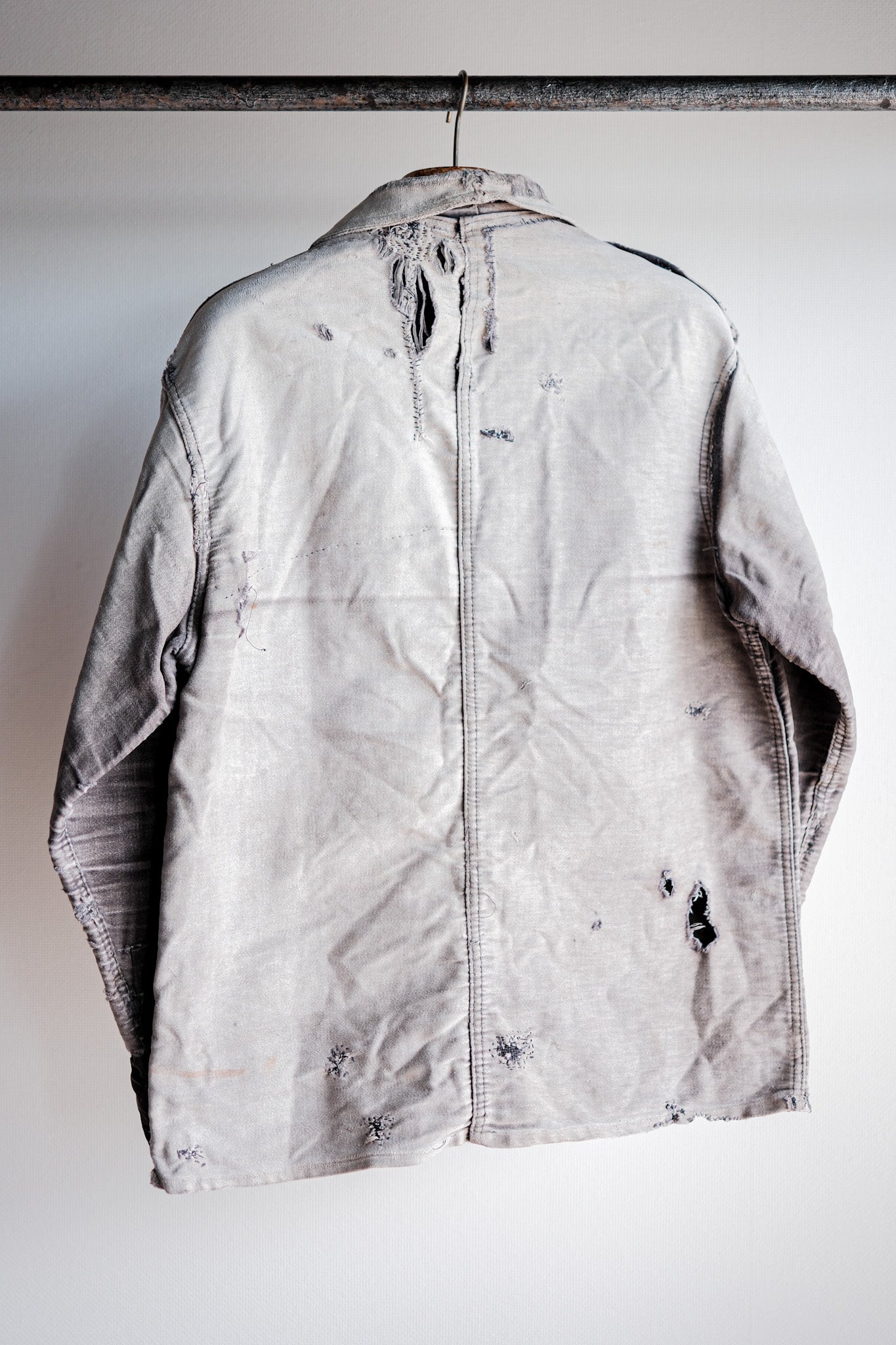 【~50's】French Vintage Black Moleskin Work Jacket "Patchwork"