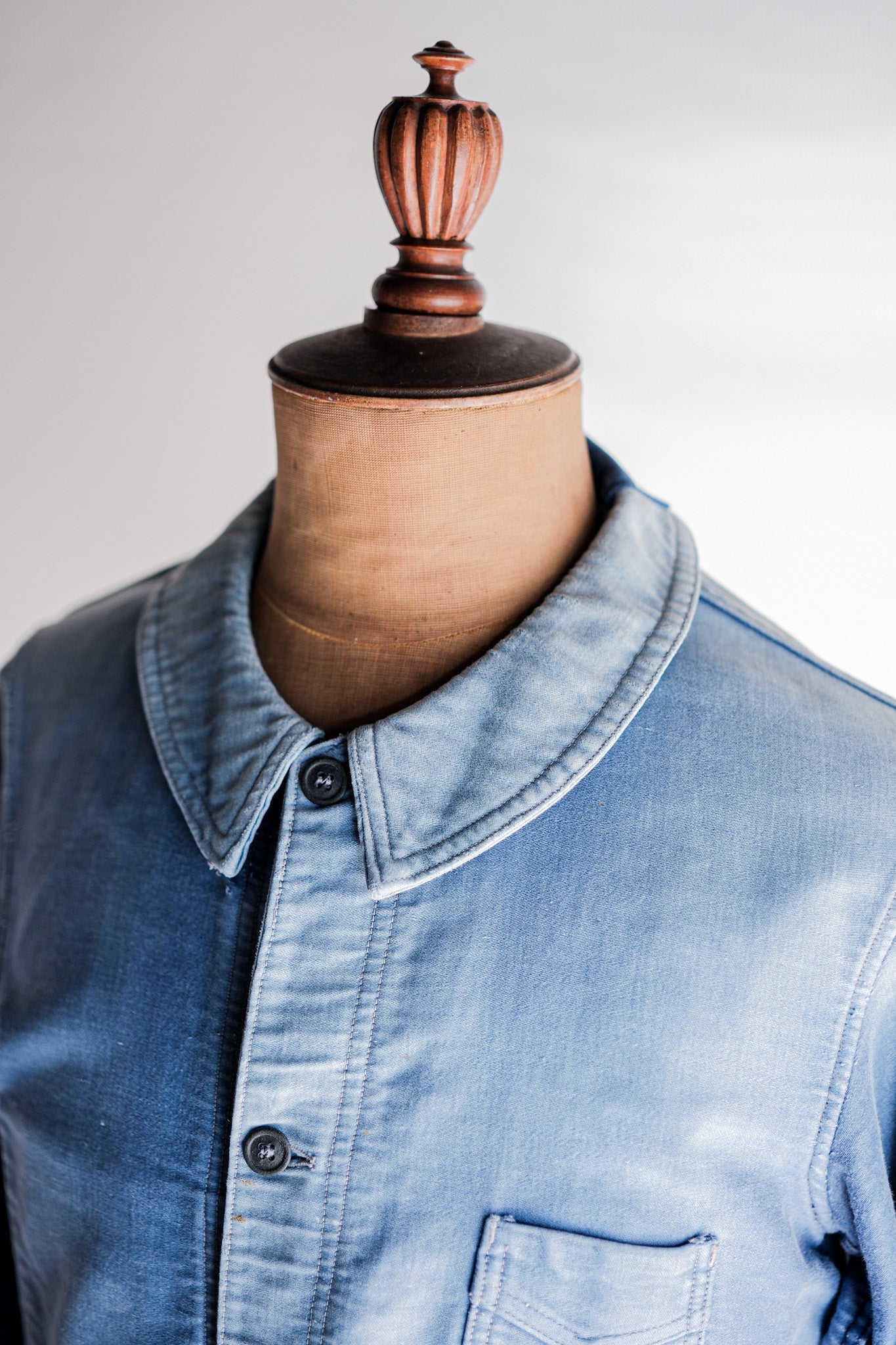 【~40's】French Vintage Blue Moleskin Work Jacket "4 Buttons"