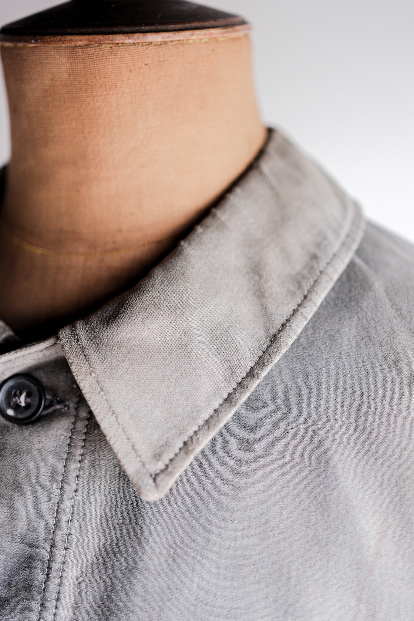 【~40's】French Vintage Black Moleskin Work Jacket "Adolphe Lafont"