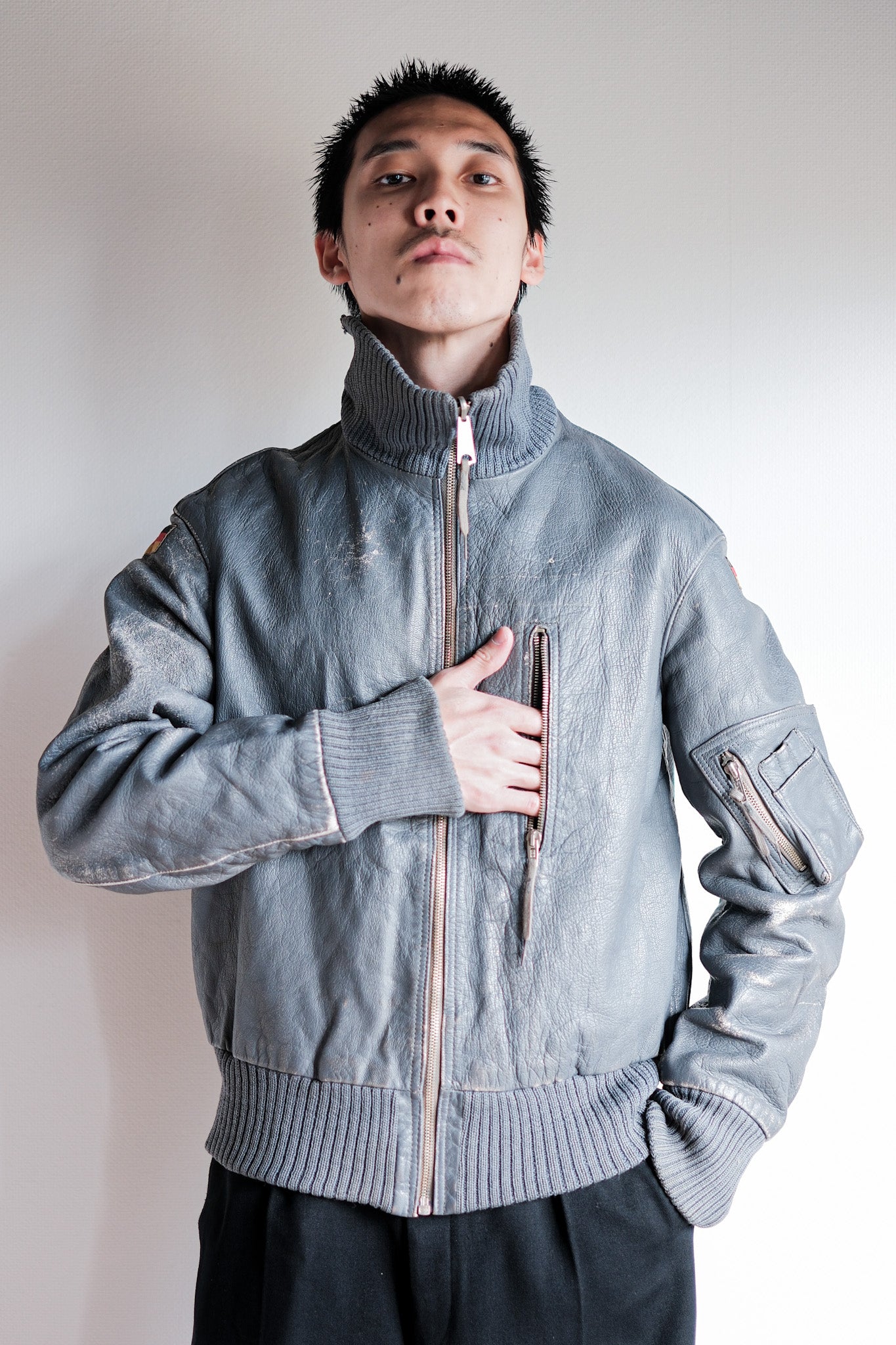 【~70’s】West German Air Force Pilot Leather Jacket Size.3