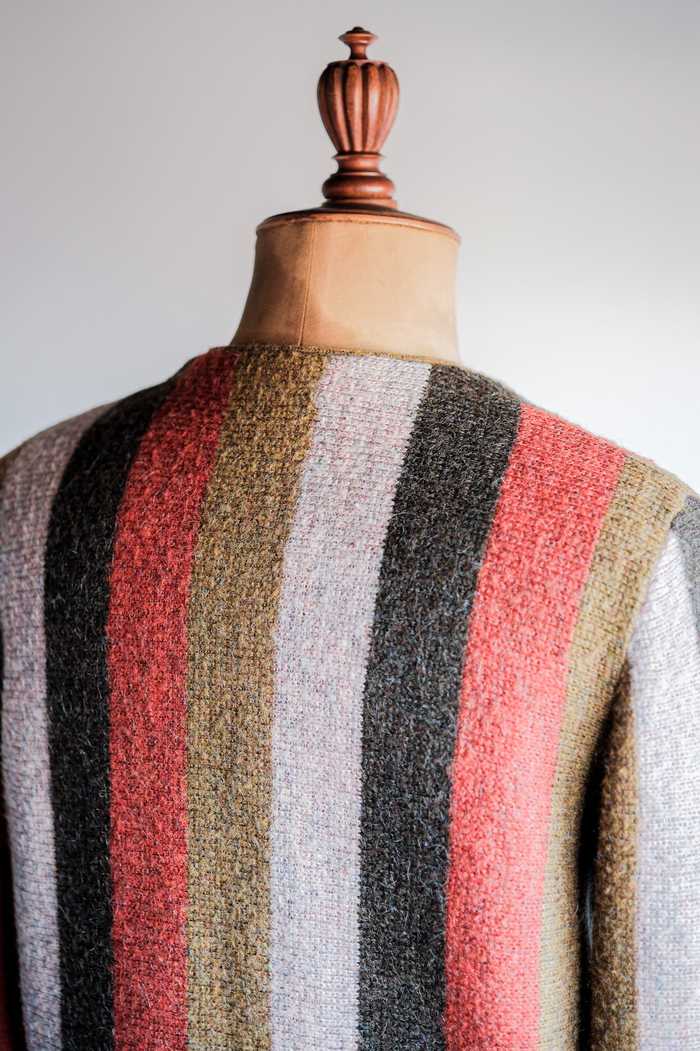 【~80's】Italian Vintage Wool Mix Multi Striped Cardigan