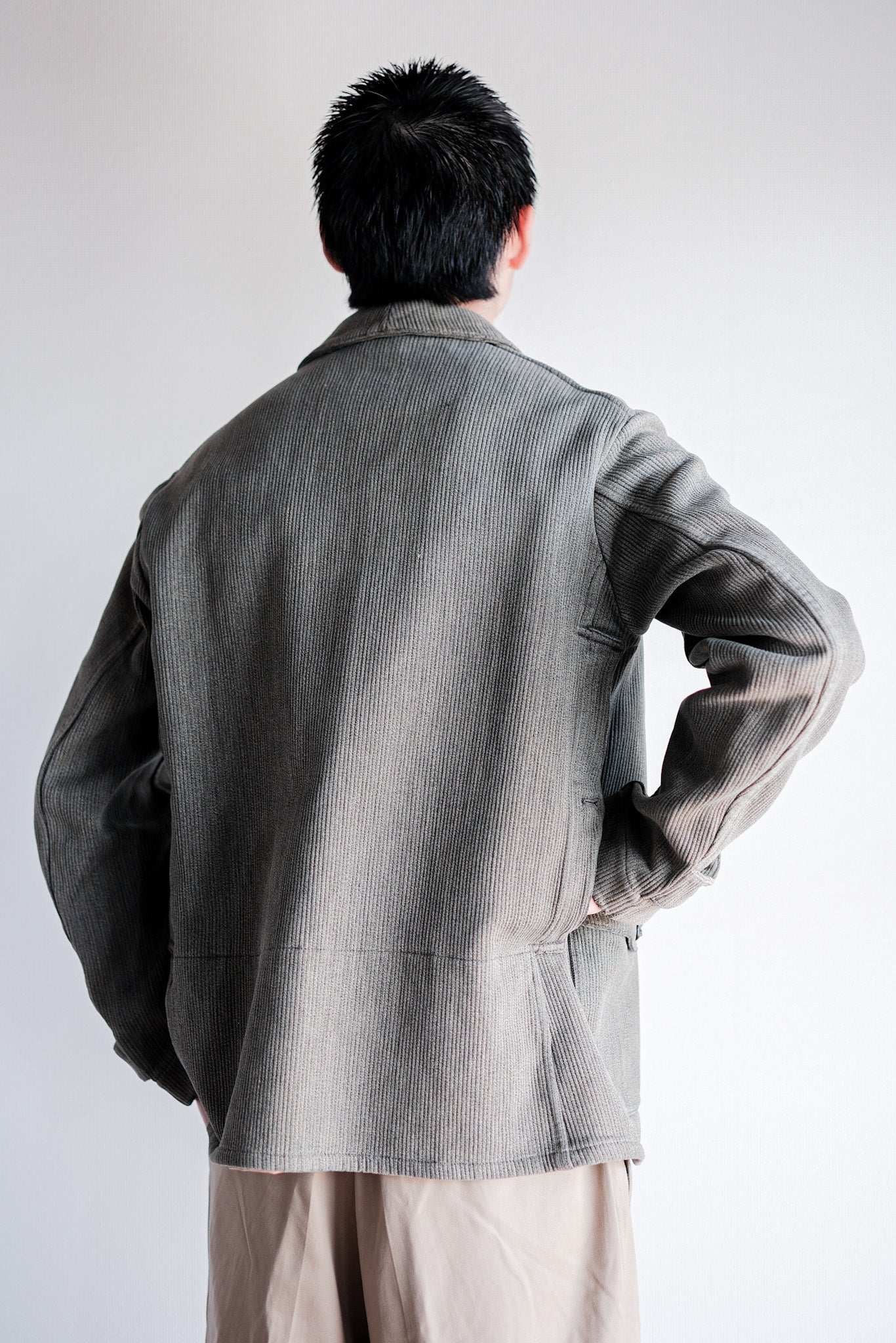 【~50's】French Vintage Gray Cotton Pique Hunting Jacket