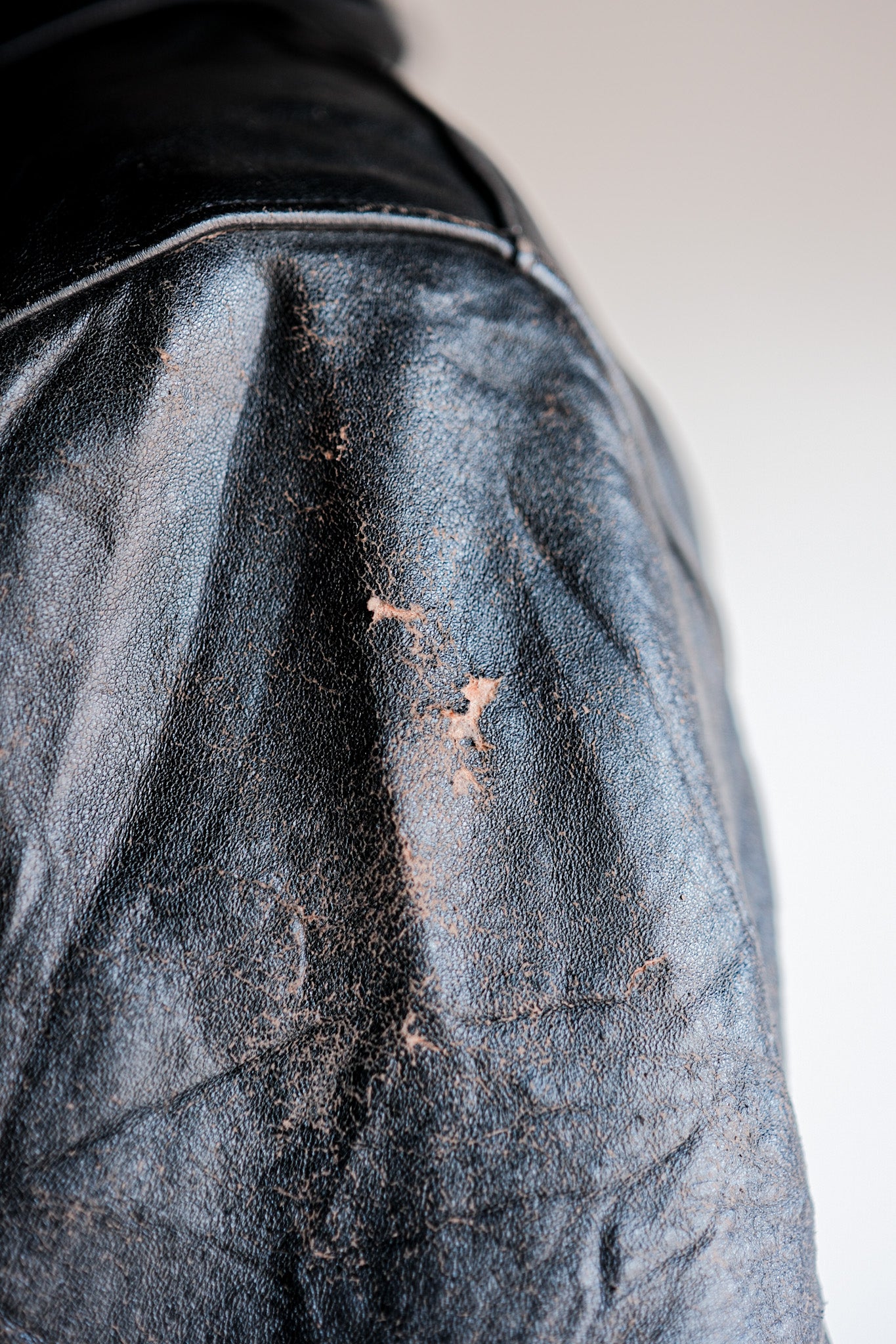 【~60's】French Vintage Le Corbusier Leather Work Jacket Size.54 "Wool Collar"