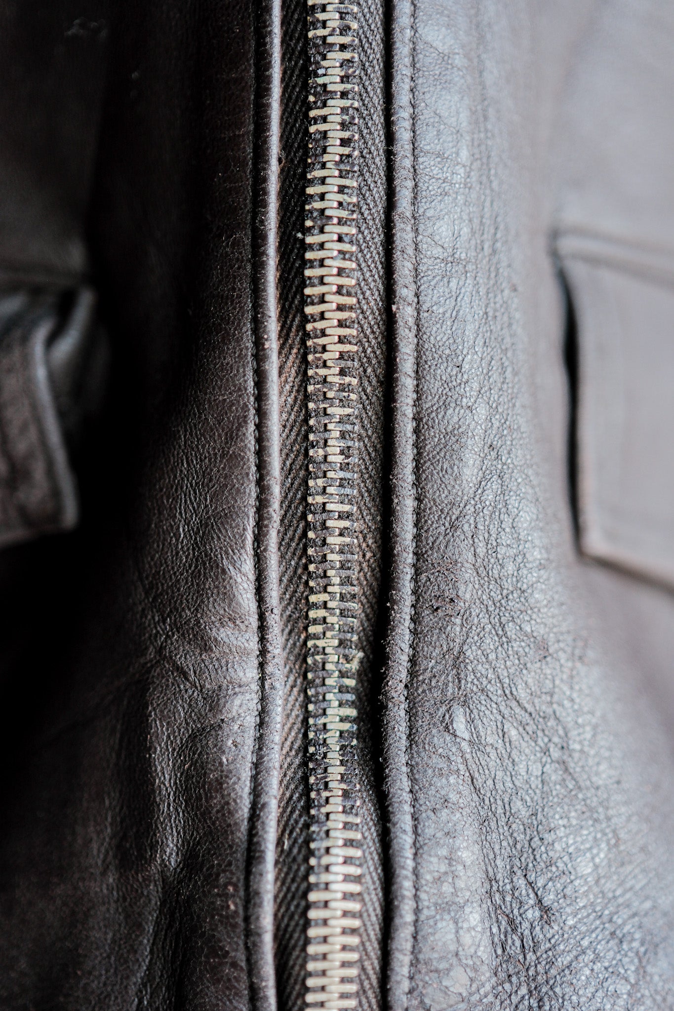 【~40’s】French Vintage Brown Leather Cyclist Jacket "Modified"