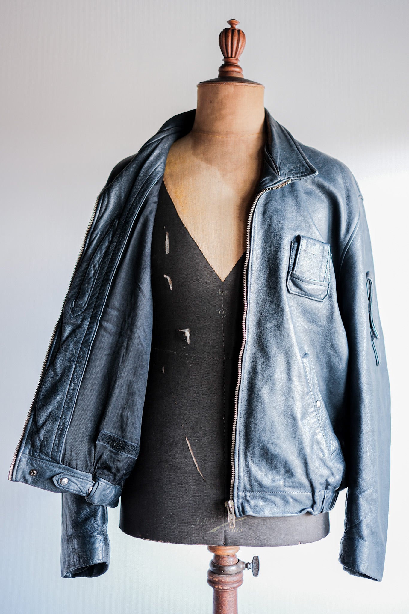 【~70's】French Air Force Pilot Leather Jacket Size.104L