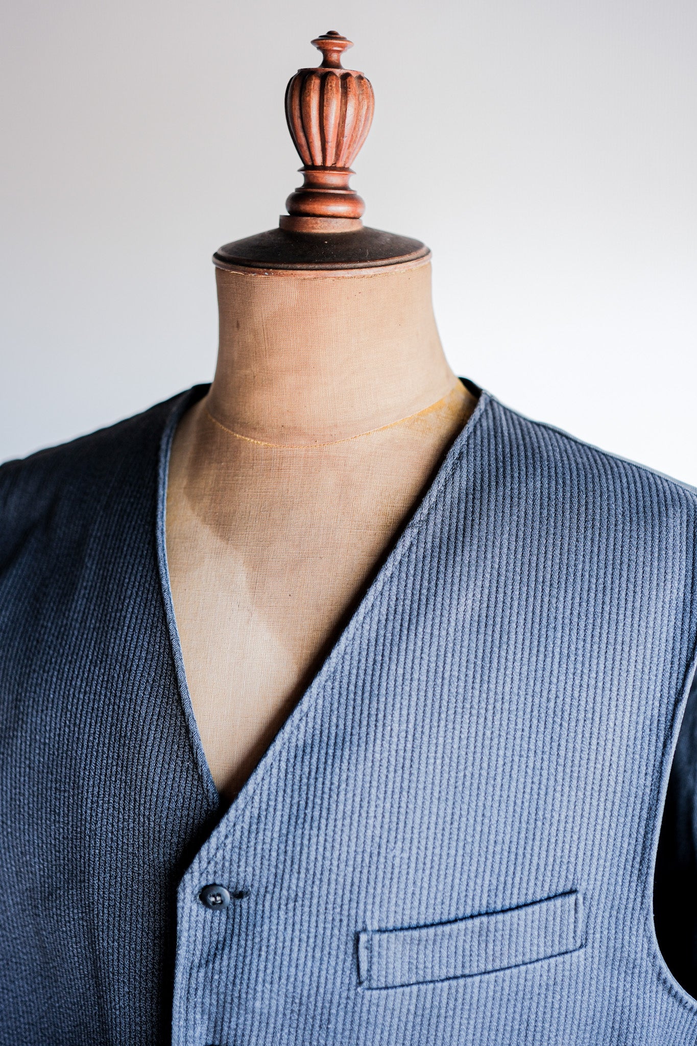 【~60's】French Vintage Gray Cotton Pique Work Gilet