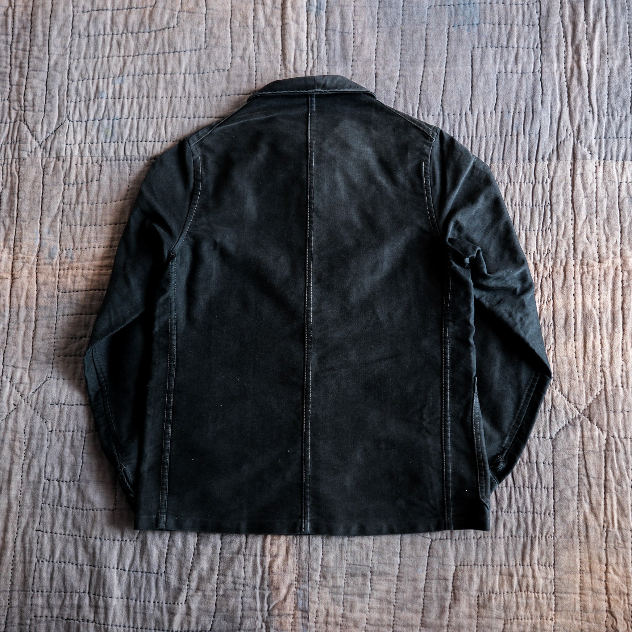 【~40's】French Vintage Black Moleskin Work Jacket "Unusual Pocket"