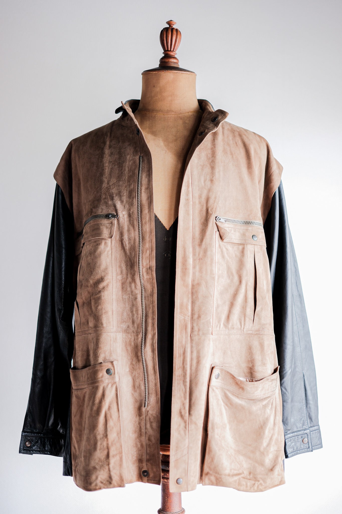 【~70’s】Old GUCCI 2 Tone Leather Jacket Size.50