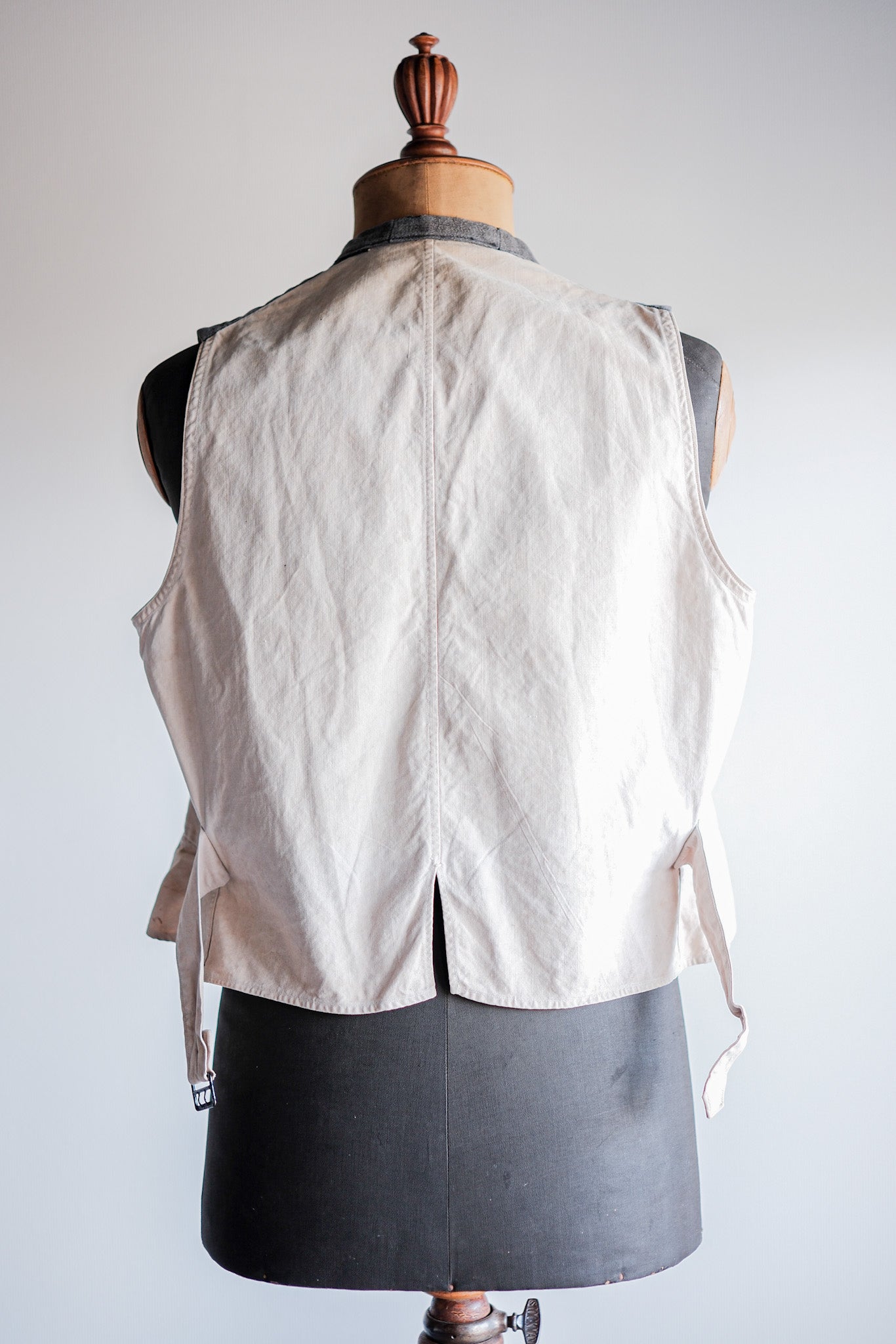 【~30's】French Vintage Salt & Pepper Cotton Work Gilet