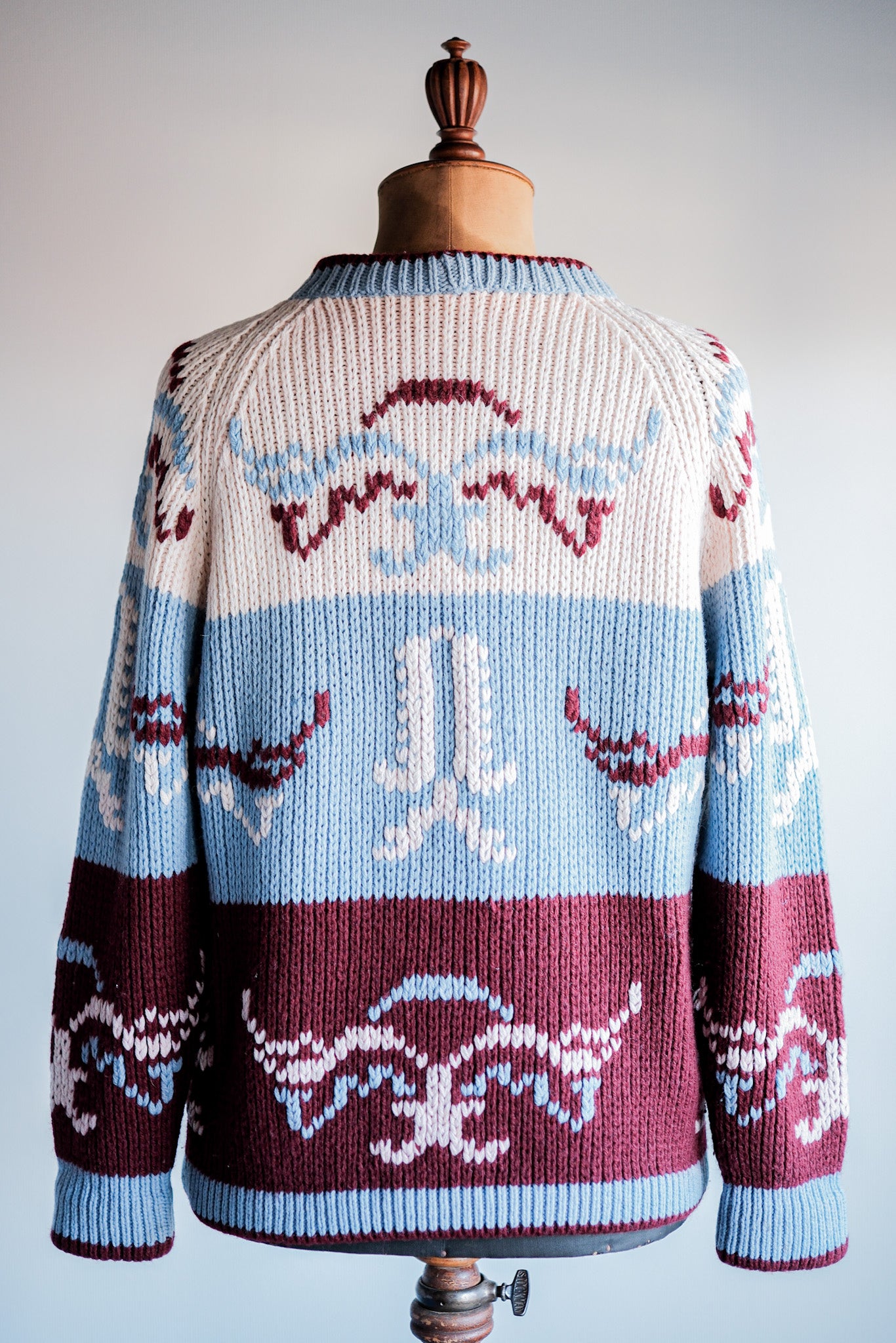 【~60's】British Vintage Fisherman Crew Neck Wool Jumper "Handmade"