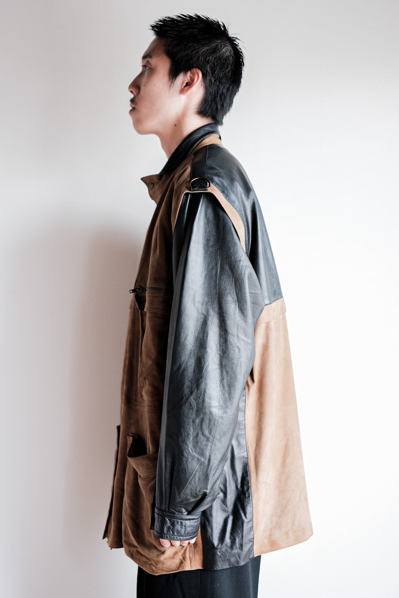 【~70’s】Old GUCCI 2 Tone Leather Jacket Size.50