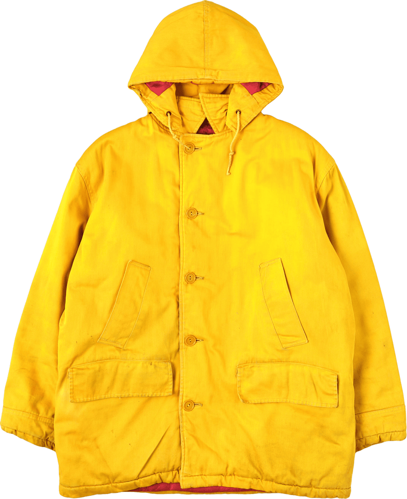 【~60's】British Vintage Detachable Hood Yellow Cotton Satin Mountaineering Jacket