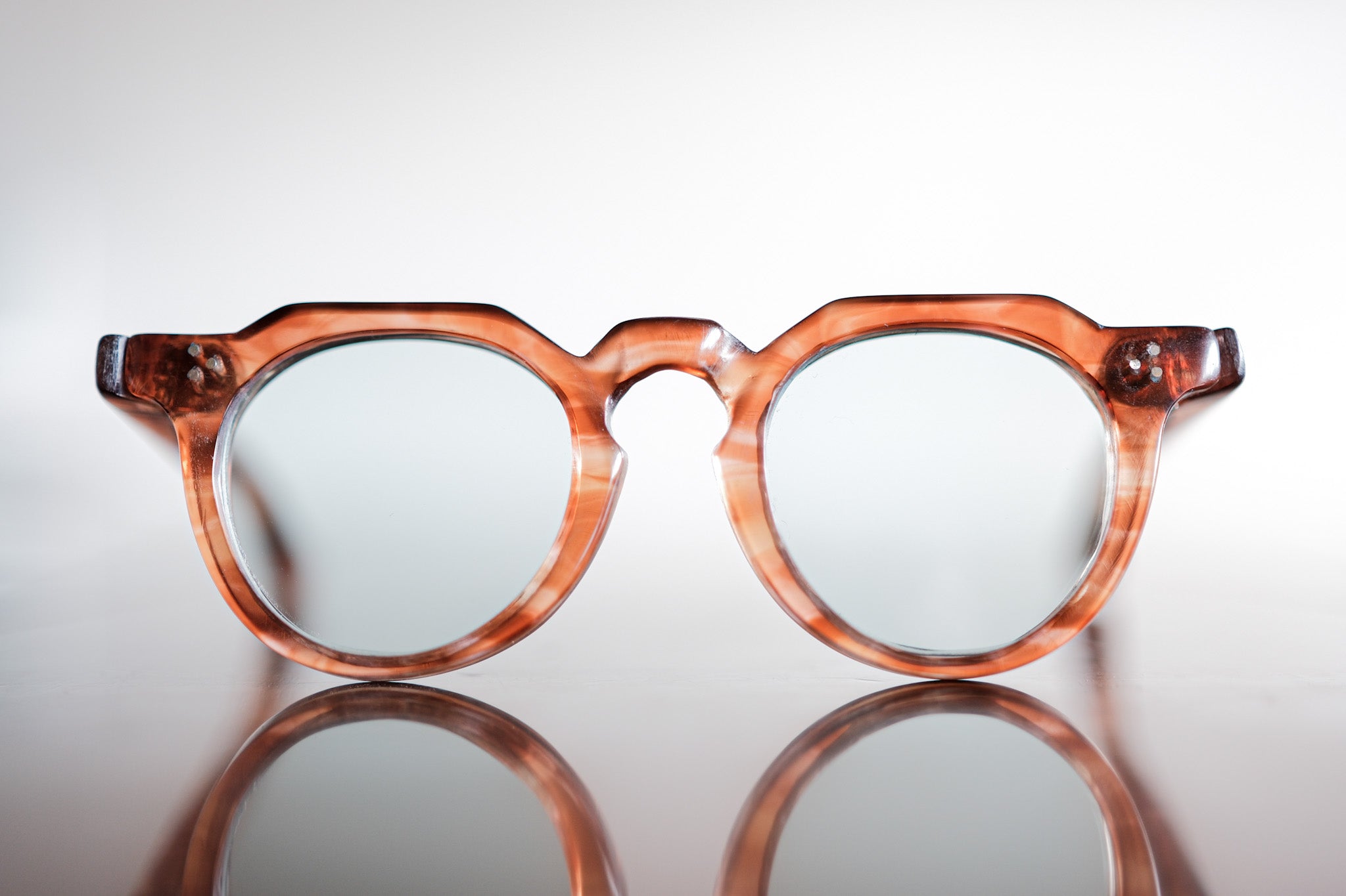 【~40’s】French Vintage Crown Panto Celluloid Frame "3 Dots"